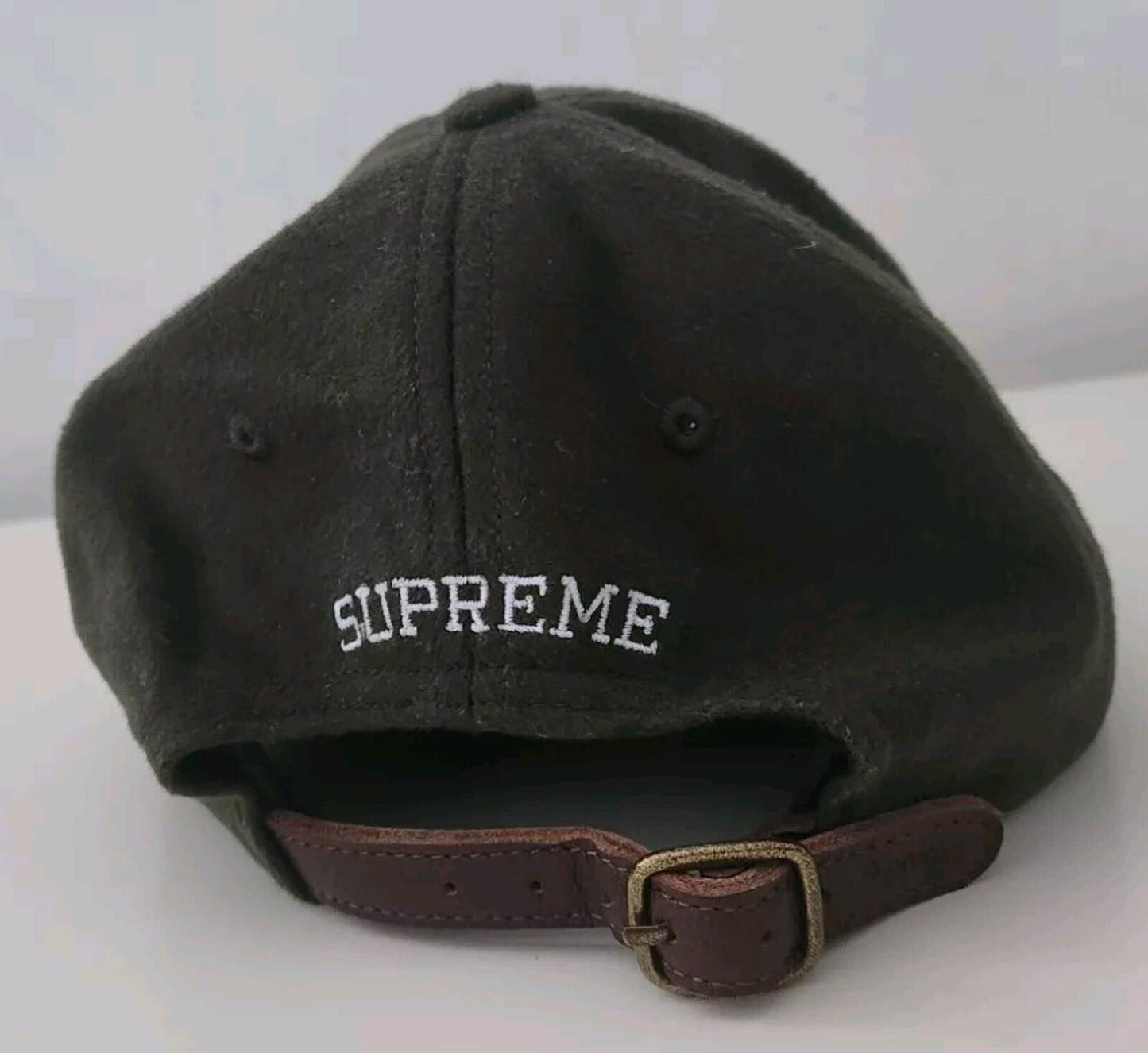 FW21 Supreme Loro Piana Wool S Logo 6-panel cap Olive Hat Italian Fabric