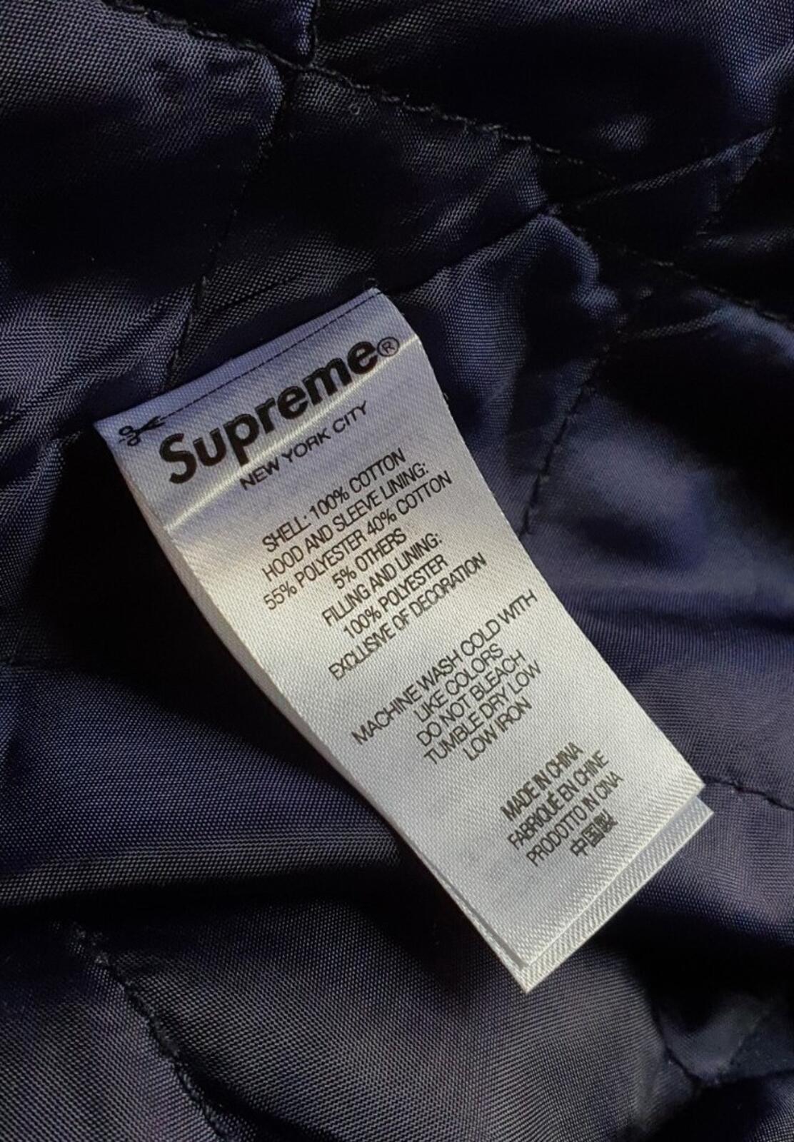 FW22 Supreme Fleece Hooded Denim shirt M medium blue quilted embroidered logo