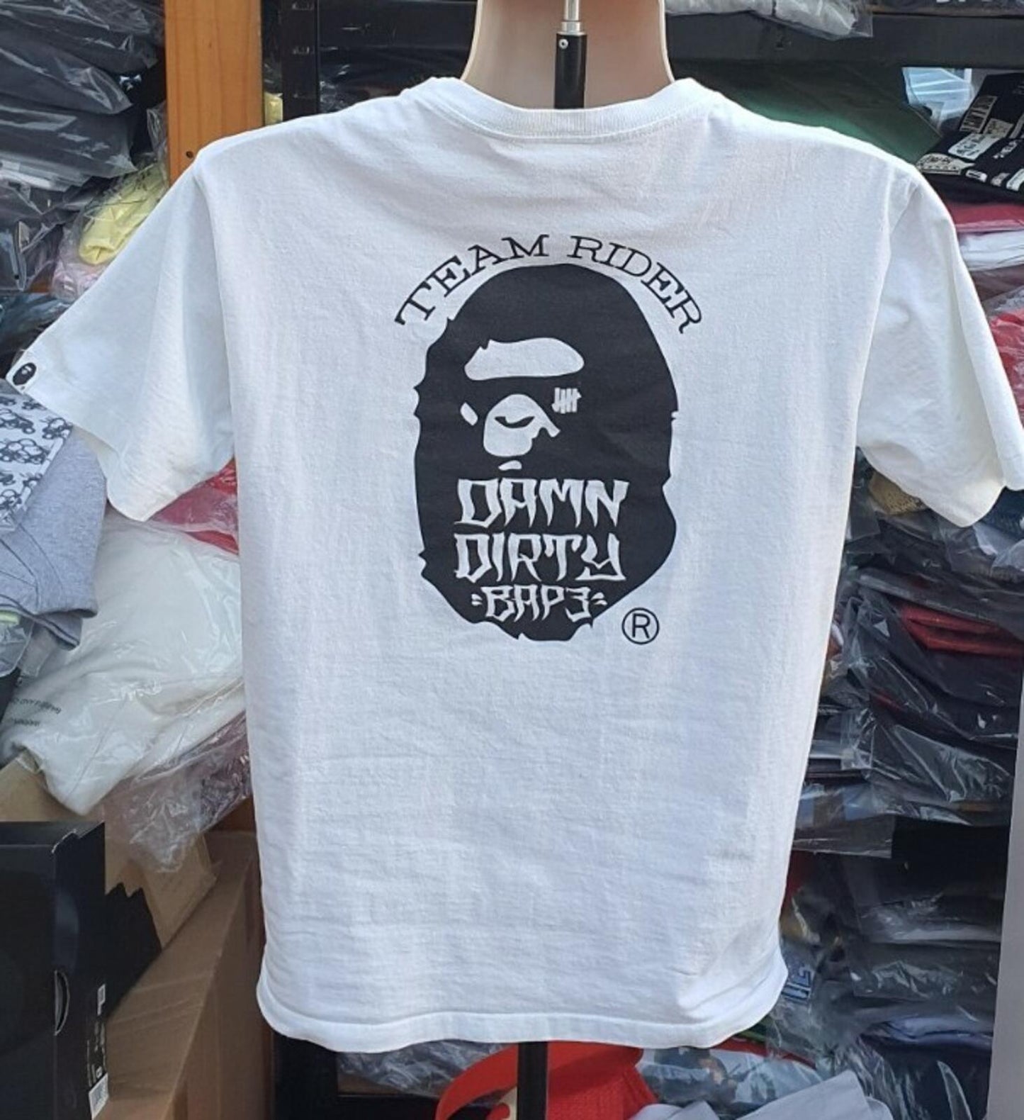 A BATHING APE x UNDEFEATED white tee size M medium T-shirt BAPE small S Rare