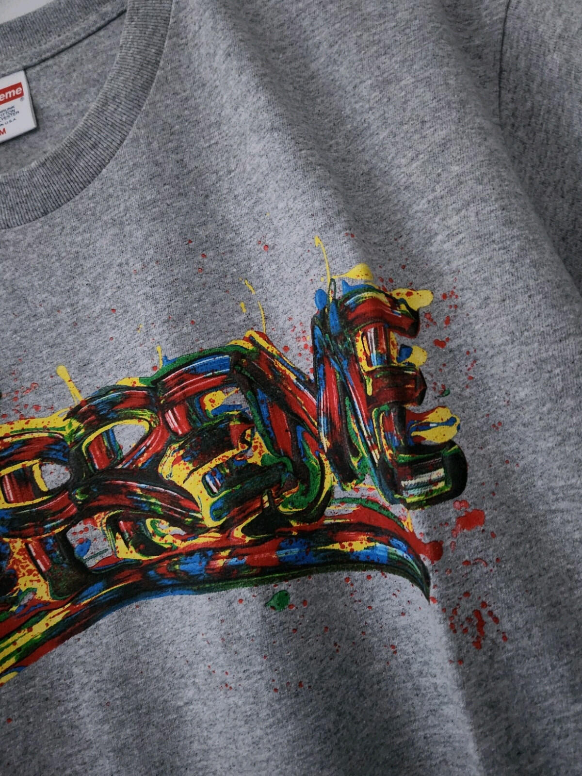 SS20 Supreme Paint Logo Tee Heather Grey Size M