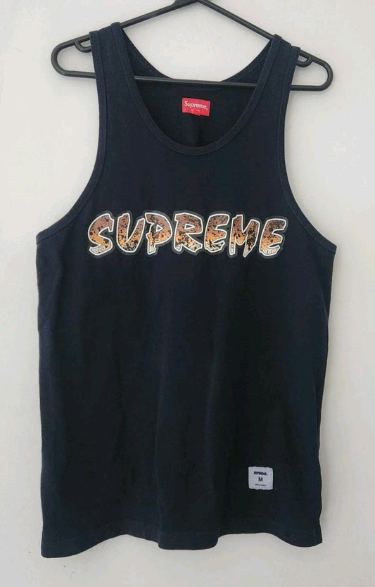 SS18 Supreme Splatter Tank Top Azul marino Talla M Mediana Camiseta sin mangas