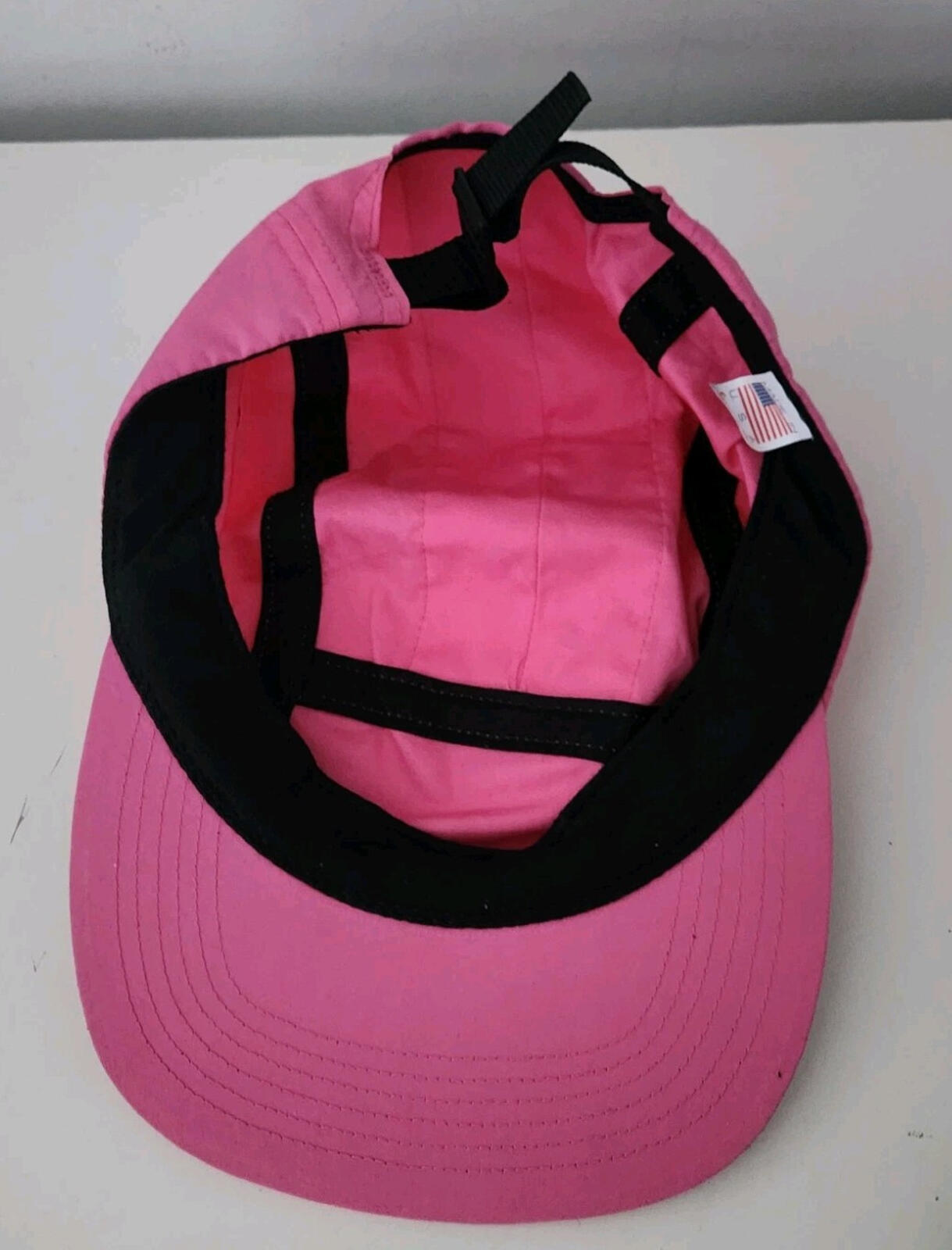 FW16 Supreme Top Panel Stripe Camp Cap Magenta