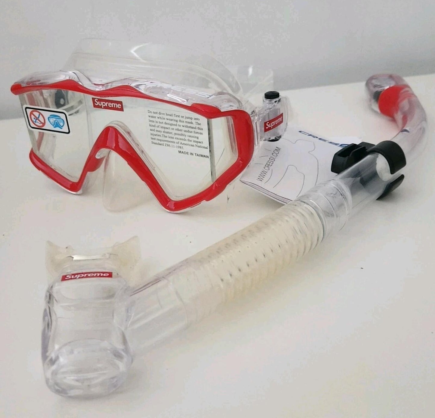 SS19 Supreme x Cressi Schnorchel-Set Hypoallergene Silikonmaske und Schnorchel