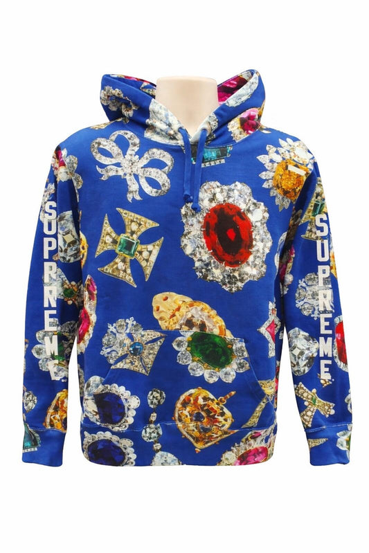 FW17 Sudadera con capucha Supreme Jewels azul rey talla M