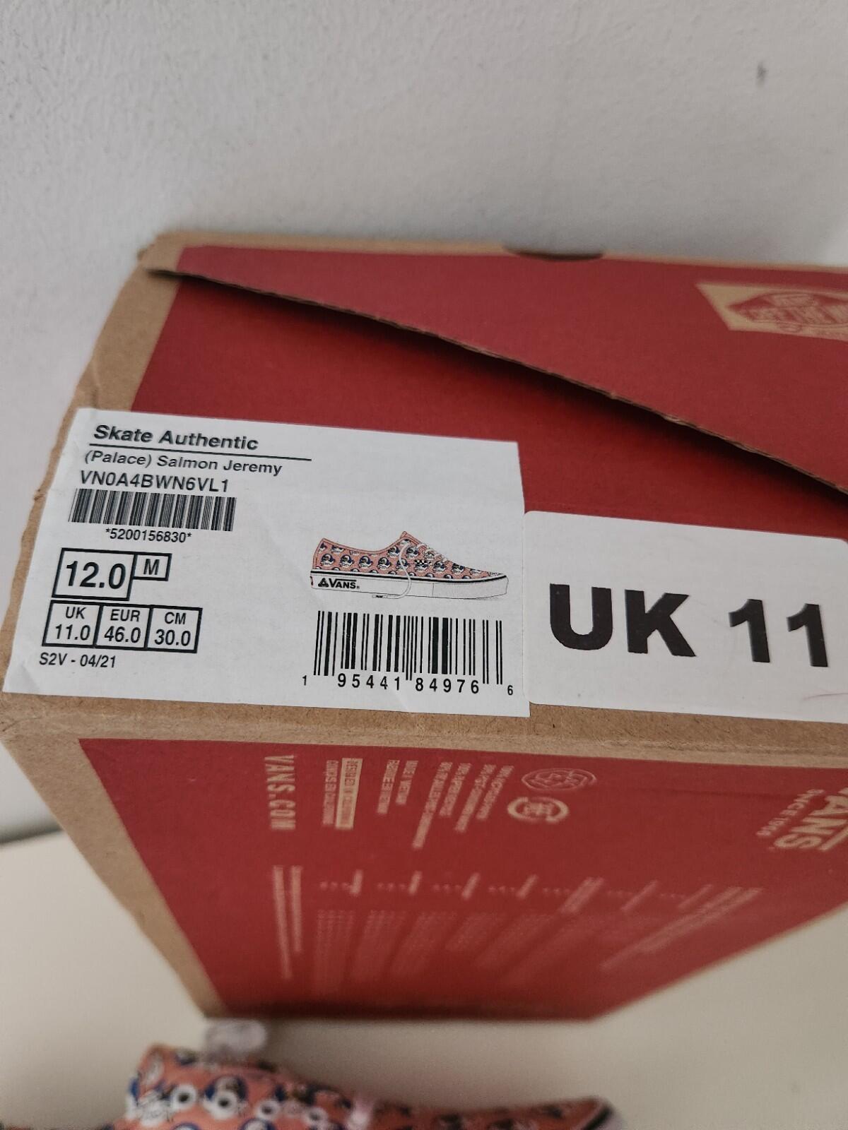 SS21 Palace Jeremy The Duck Vans Authentic Salmon Size US 12 UK 11 EUR 46