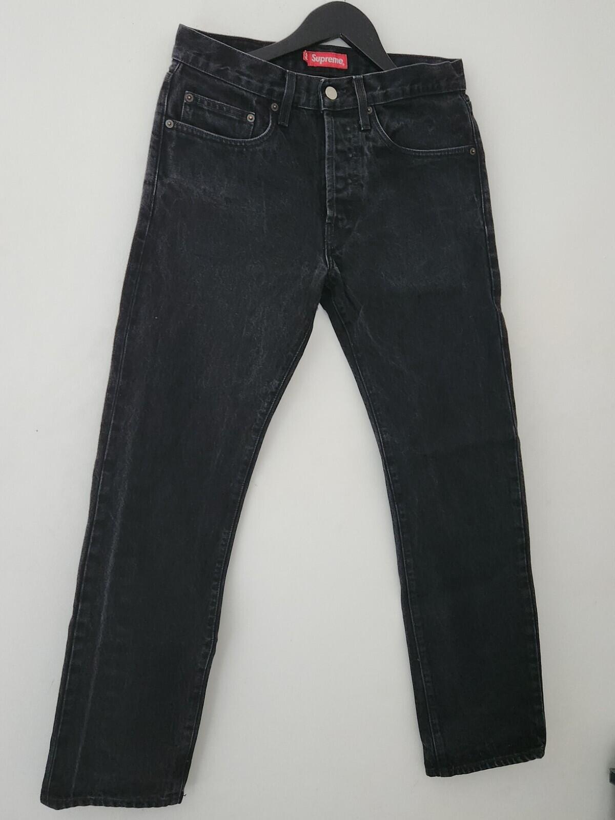FW16 Supreme Stone Washed Slim Jeans Schwarz Größe 30 W30 L30
