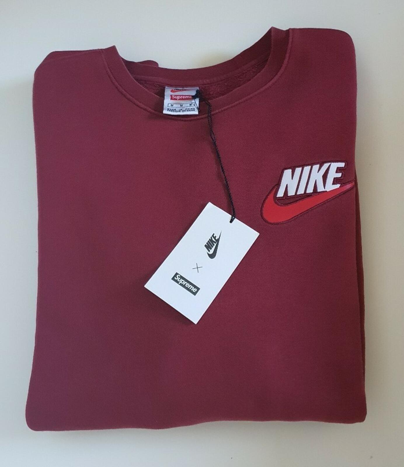 FW18 Supreme x Nike Crewneck Burgundy Size M Sweatshirt