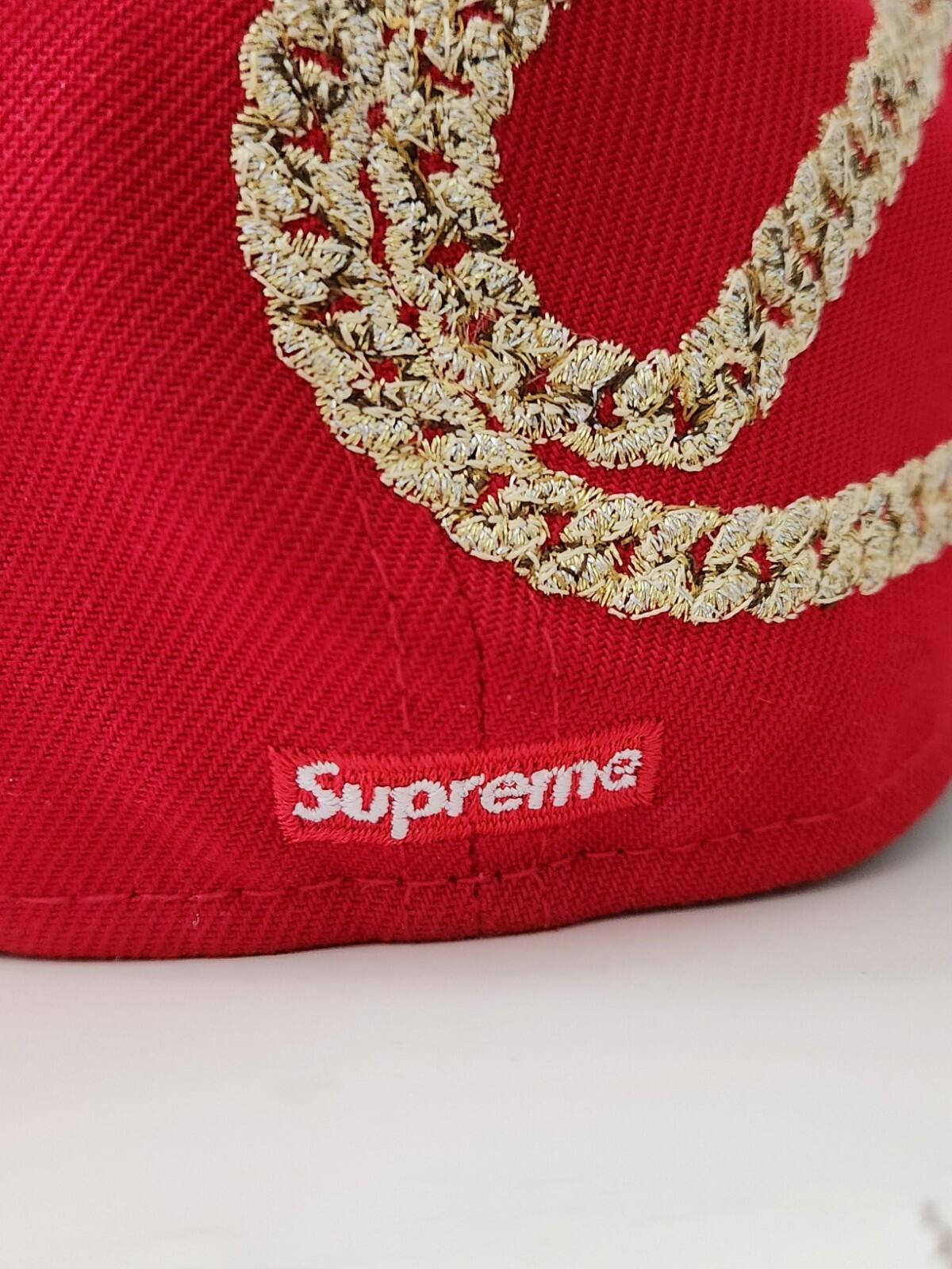 FW23 Supreme Jesus Piece S Logo New Era 59Fifty Hat 7 1/8 Red Grey cap snapback