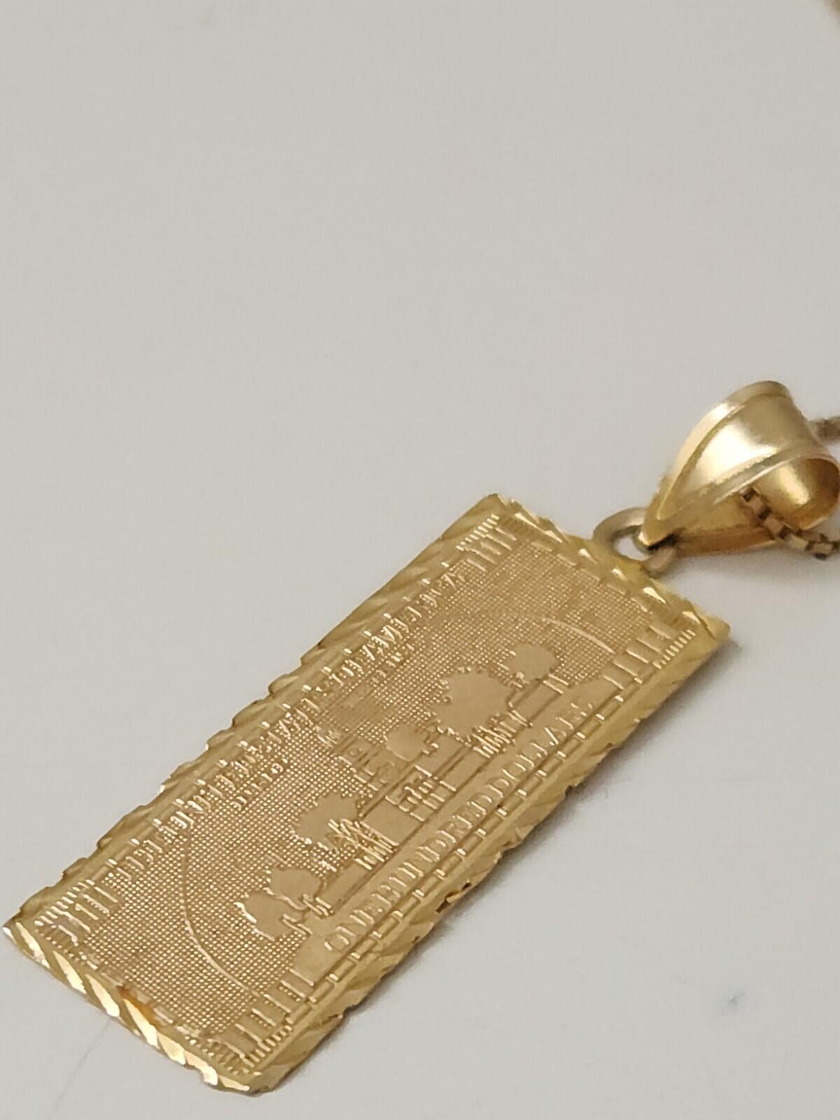 FW17 Supreme 100 Dollar Bill Gold Pendant + chain 14K Yellow Necklace