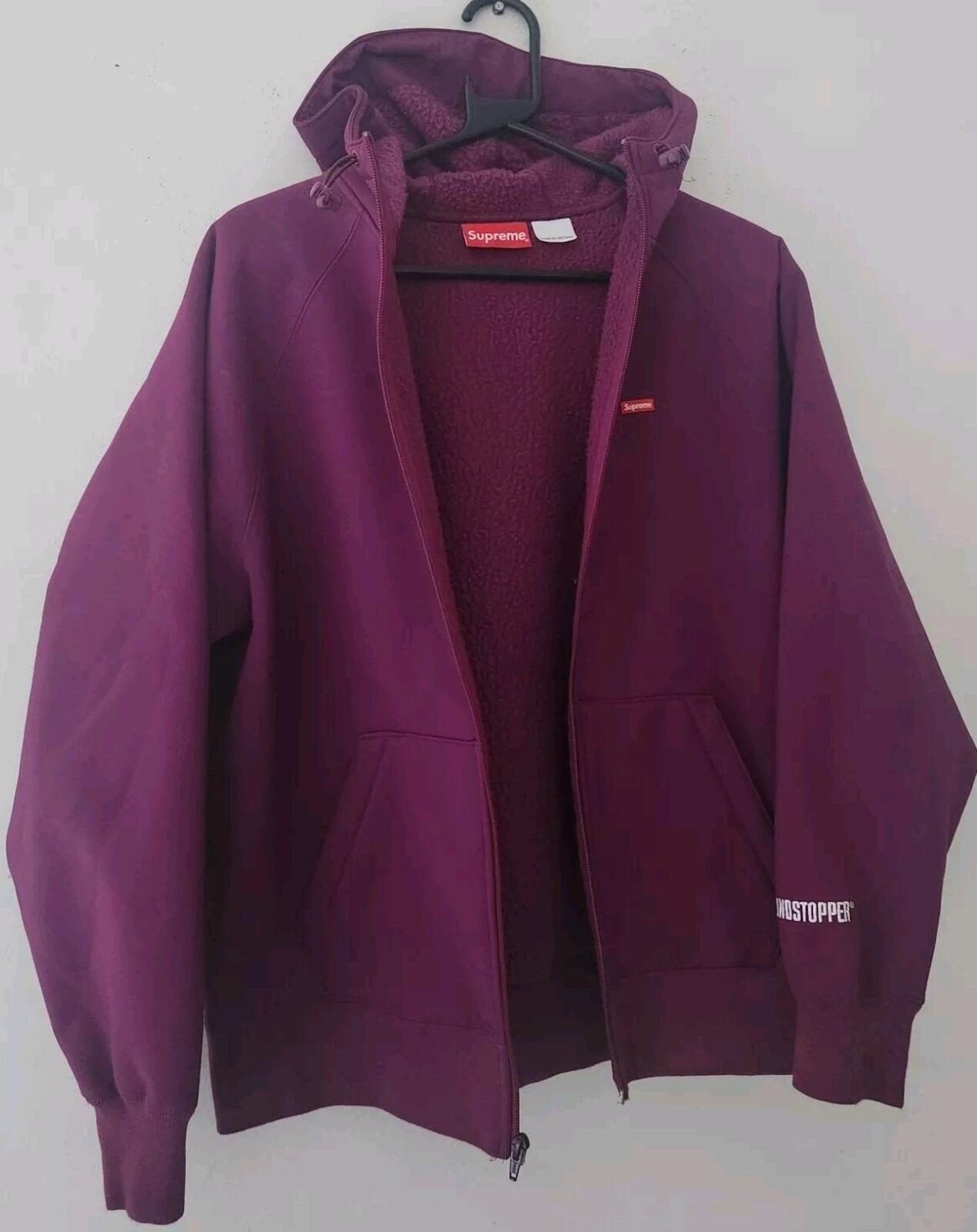 FW21 Supreme GORE WINDSTOPPER Hooded Sweatshirt Plum Size S Water Resistant