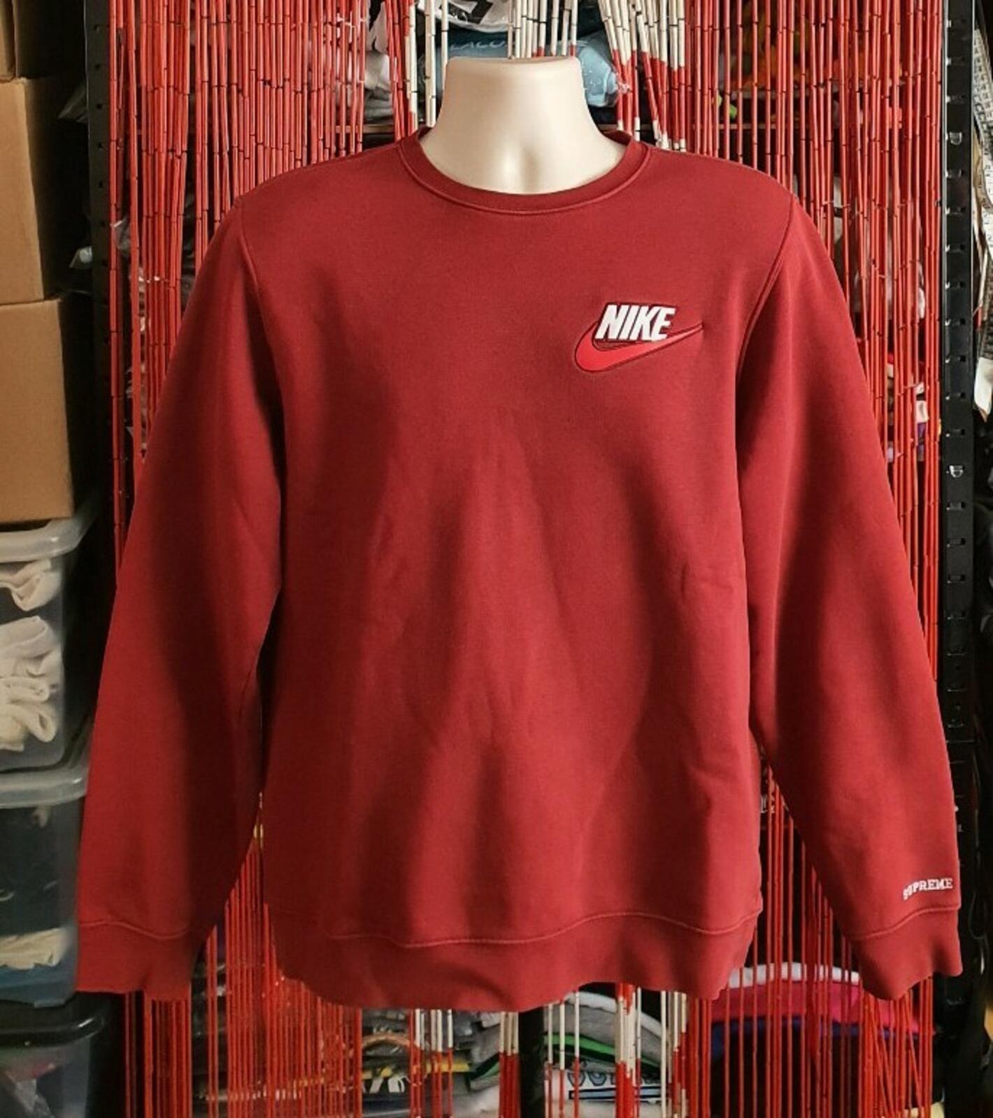 FW18 Supreme x Nike Crewneck Burgundy Size M Sweatshirt