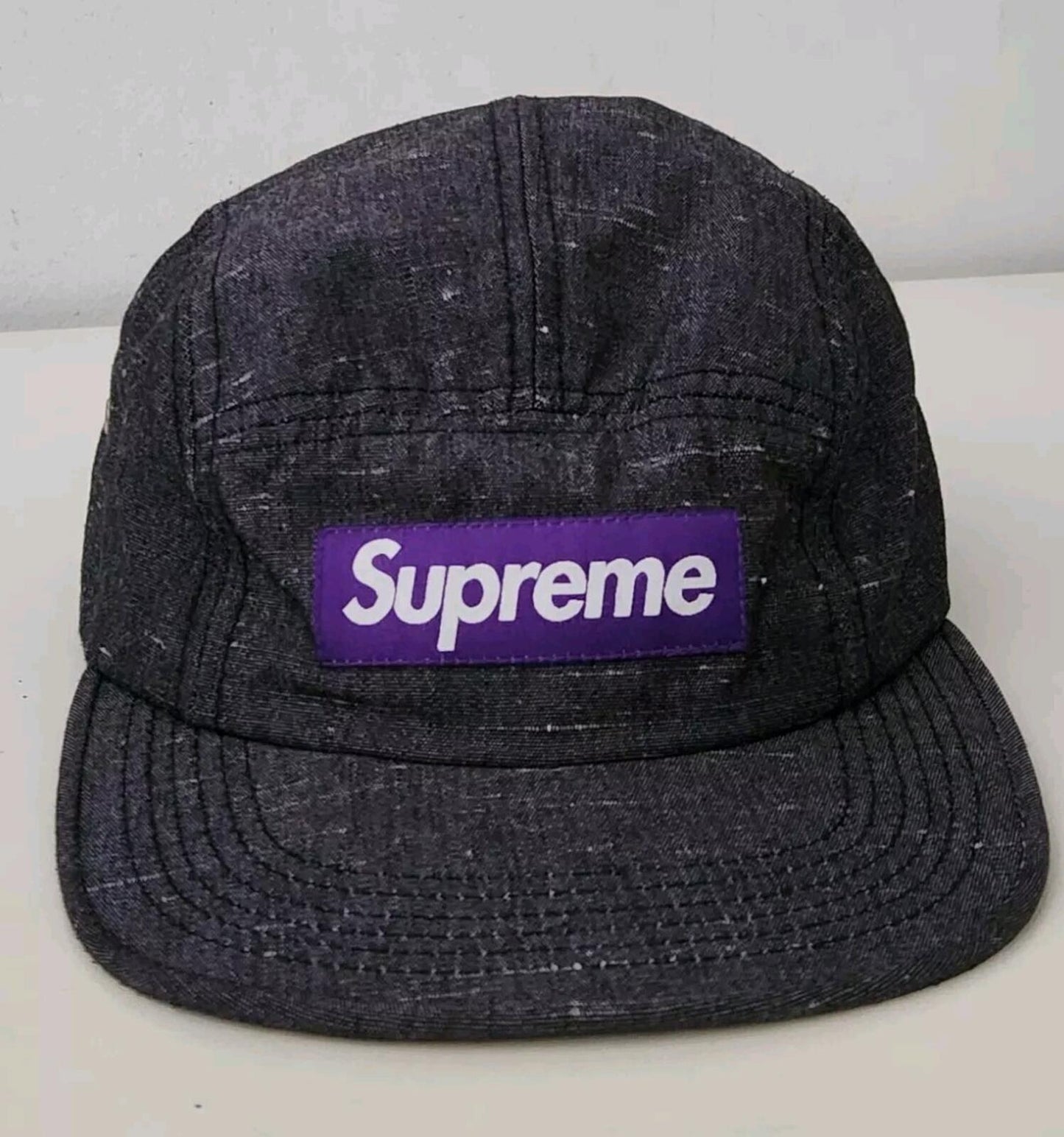 SS09 Supreme camp cap vintage Grey hat from 2009 Purple box logo Very Rare