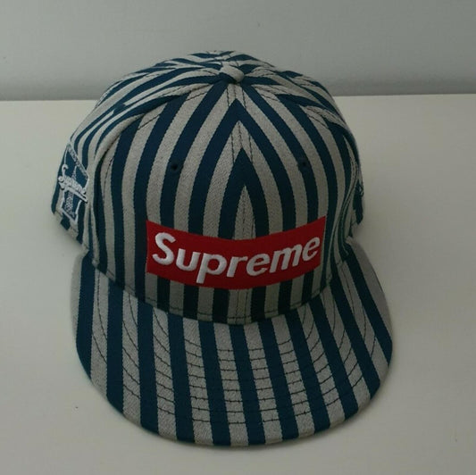FW13 Supreme New Era 59Fifty Striped Box Logo hat cap 7 3/8 John White and Son