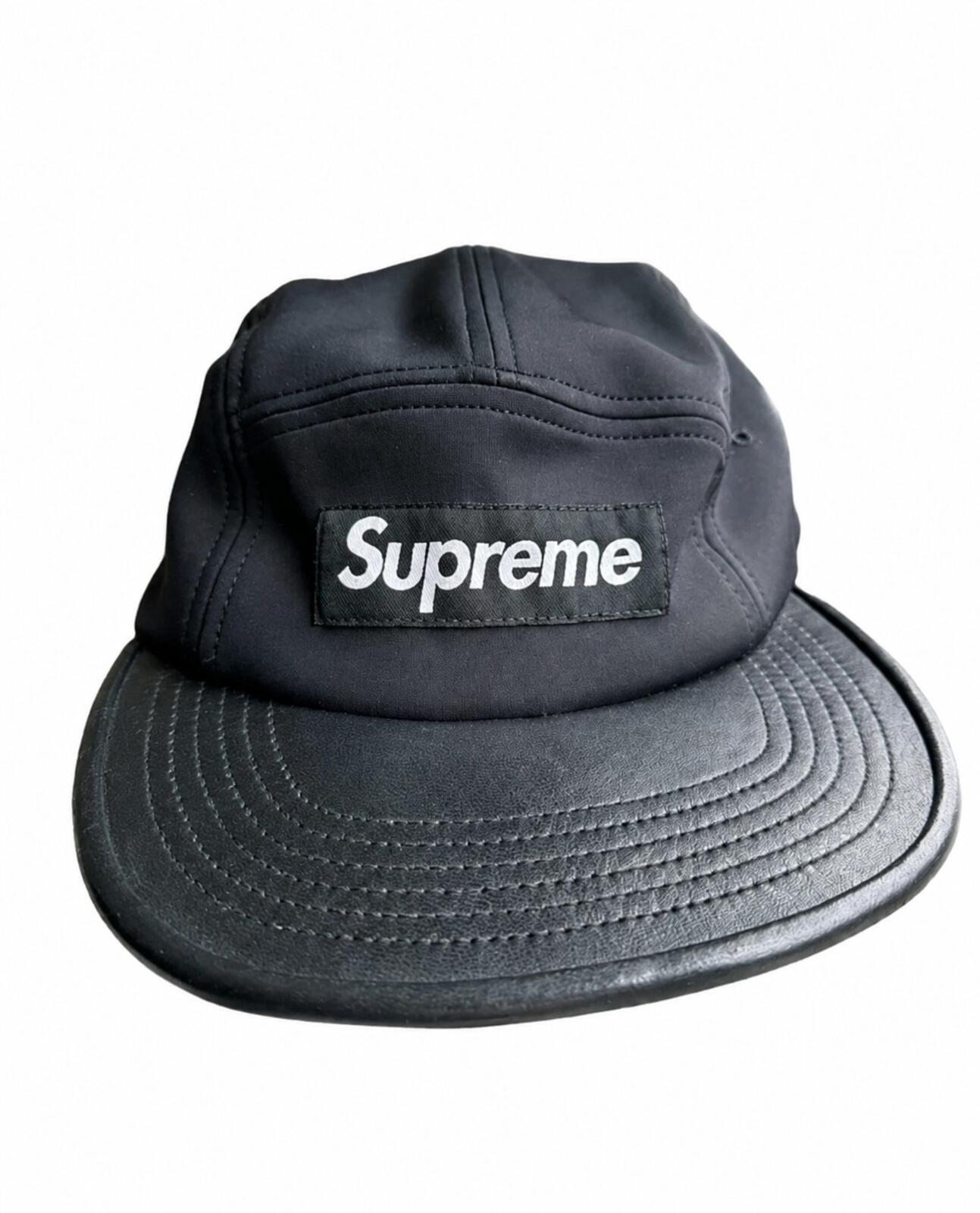 SS15 Supreme Expedition Leather Visor Camp Cap Hat Black