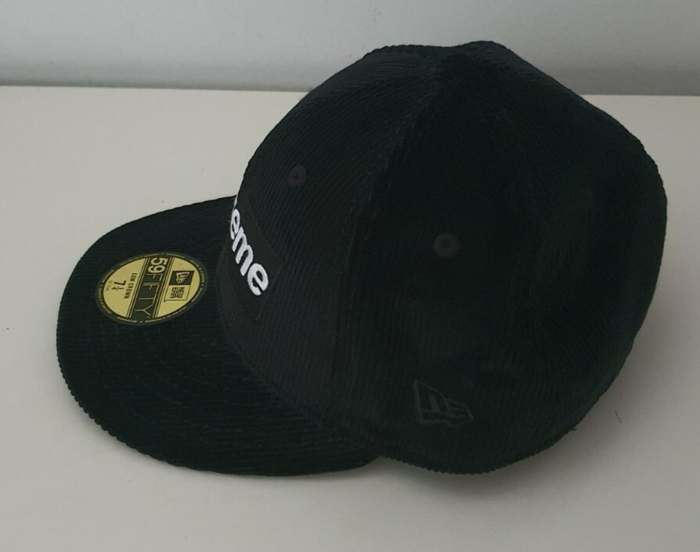 FW15 Supreme New Era 59Fifty Box Logo corduroy black hat size 7 1/4 Rare Cap