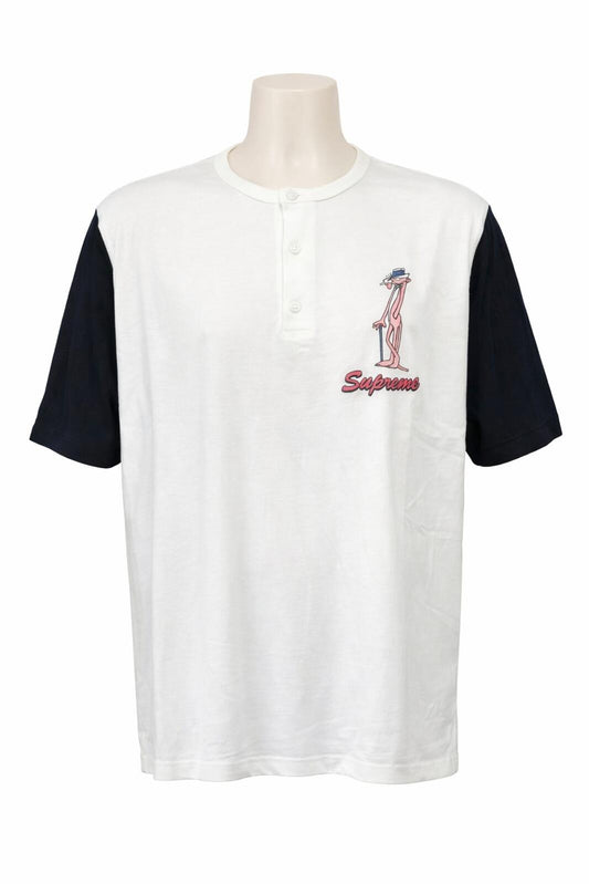 Camiseta Henley Supreme Pink Panther S/S SS14 Blanca Talla L