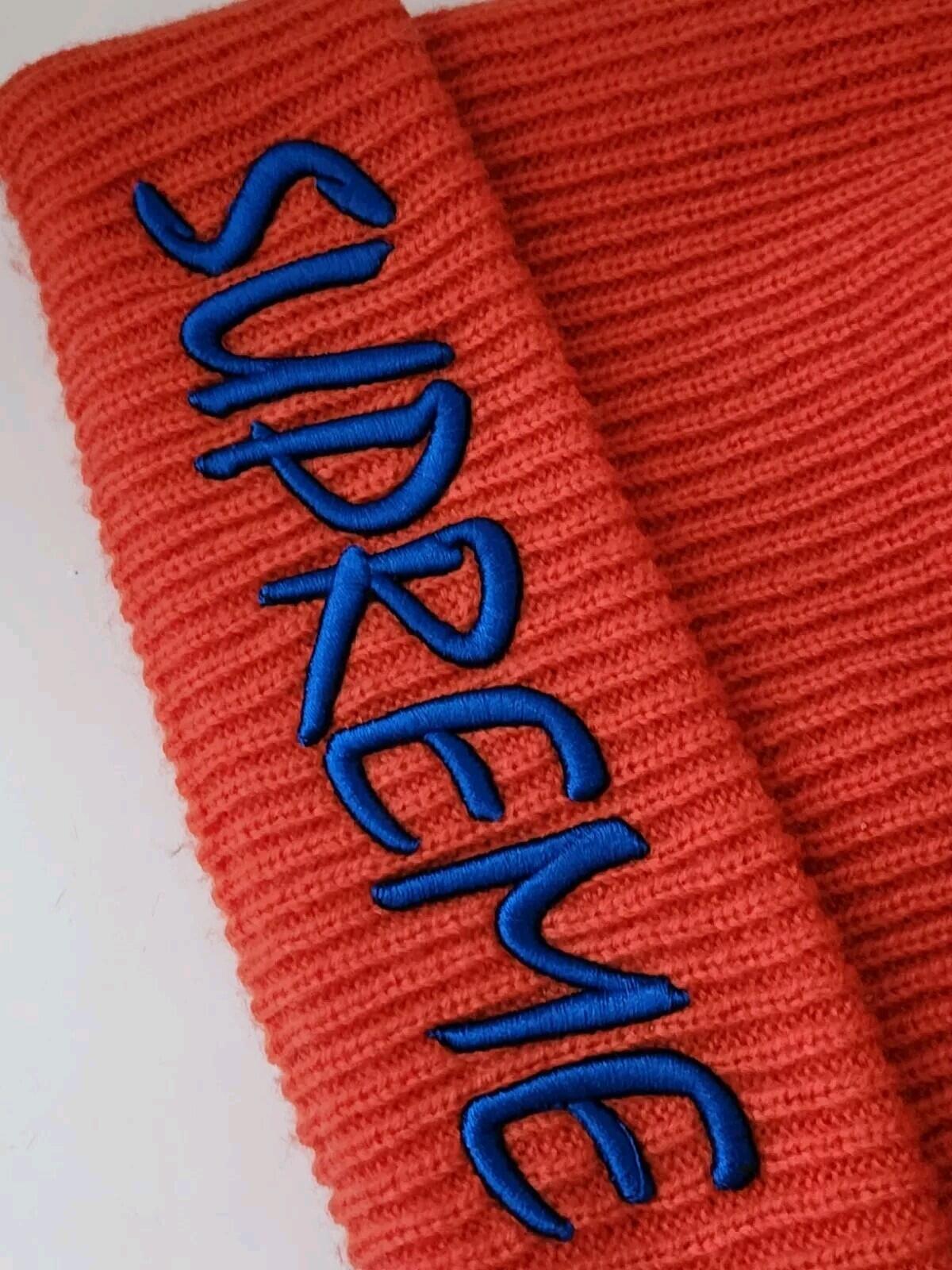 FW13 Supreme New Era beanie small box logo Very rare Orange Hat Vintage 2013