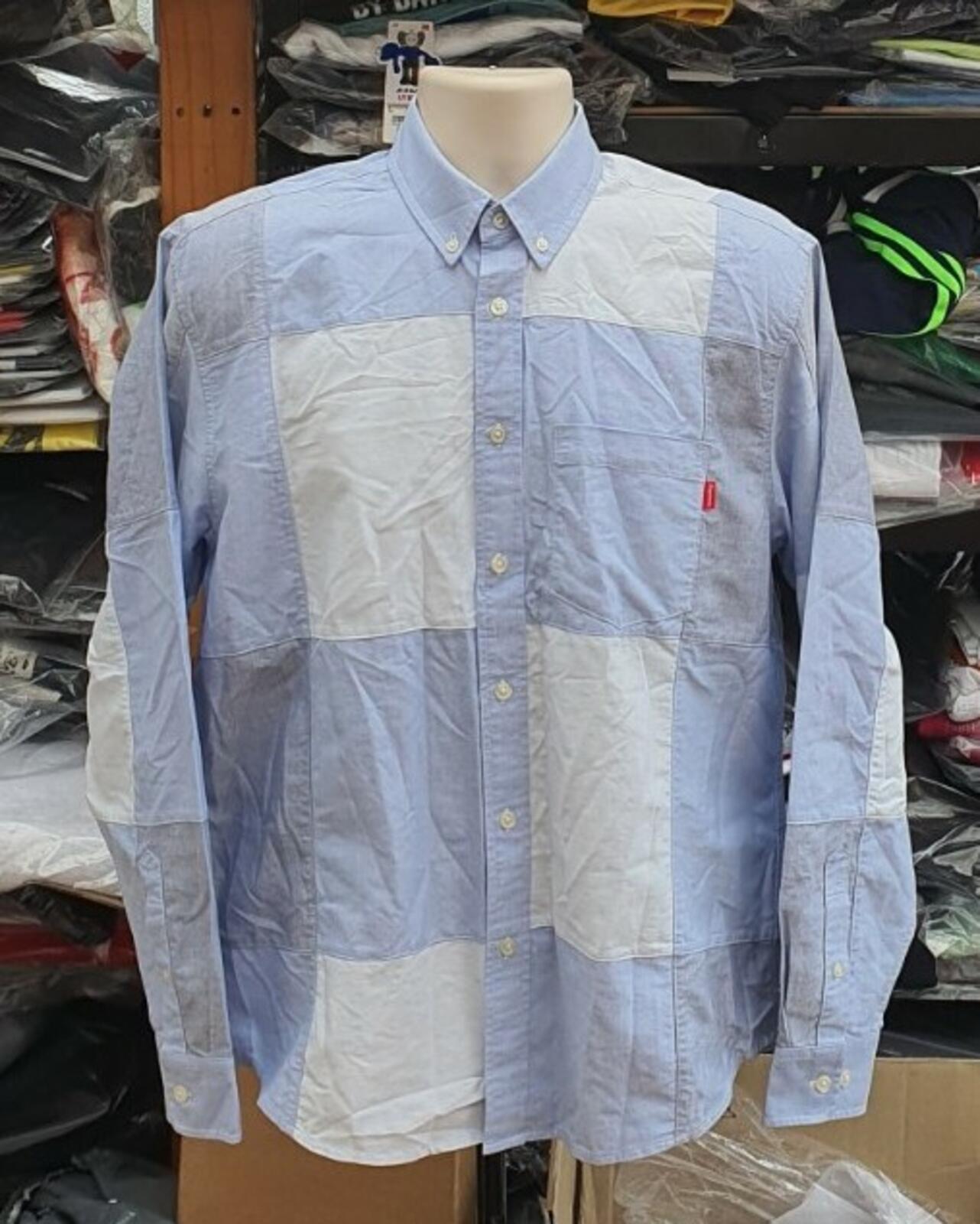 FW20 Supreme Patchwork Oxford Shirt Blue Size S