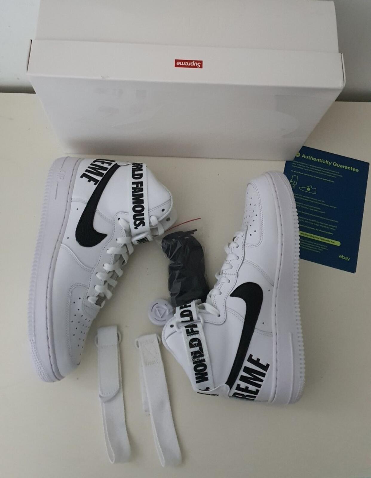 FW14 Supreme Nike Air Force 1 Hi US 9 UK 8 EU 42.5 Sneaker Schuhe Lot Weiß Selten