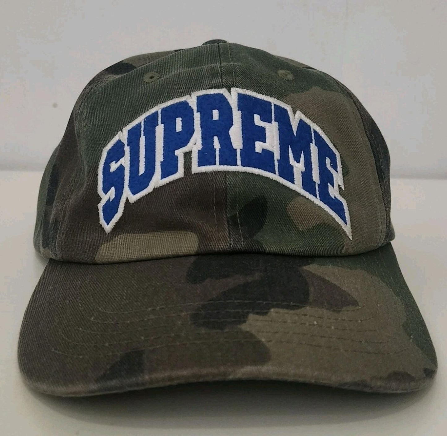 FW24 Supreme Felt Arc 6 panel Woodland Camo Cap Green Hat Camouflage