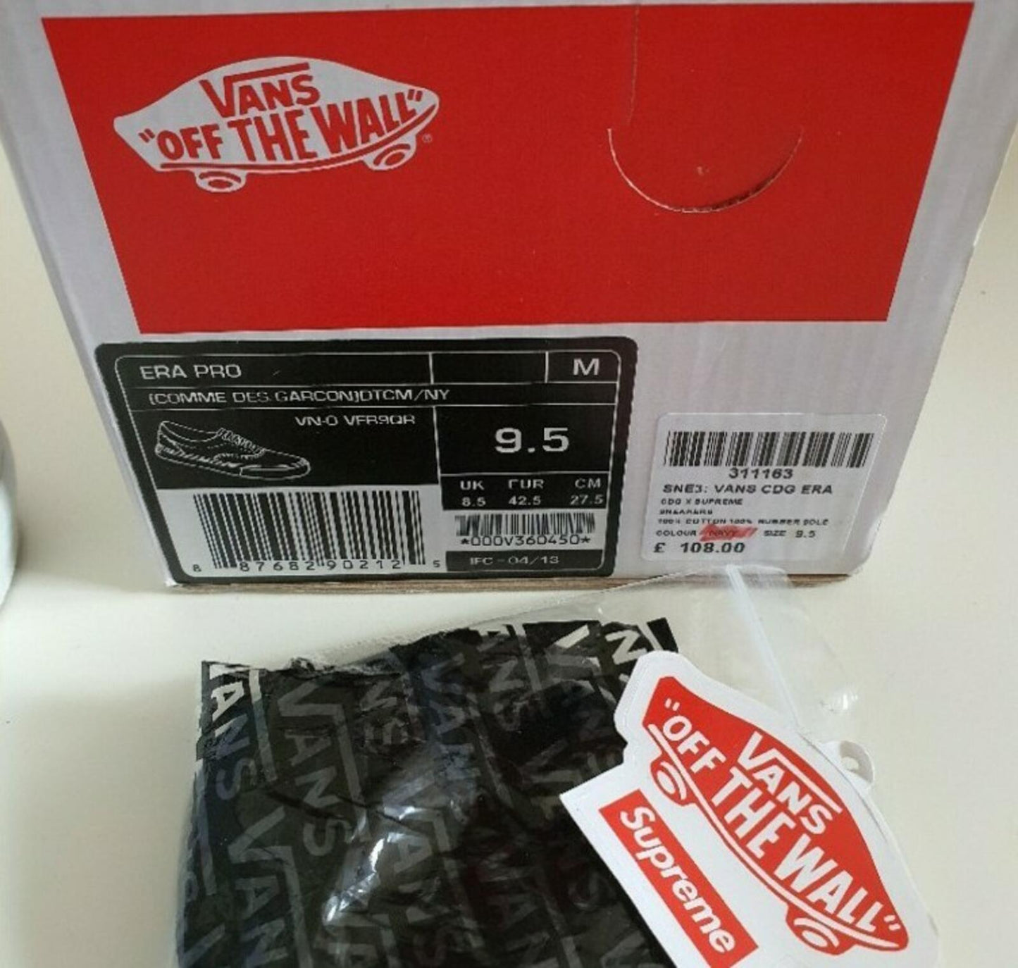 SS13 Supreme x Vans Comme Des Garcons CDG Era Pro Size US 9.5 UK 8.5 EU 42.5