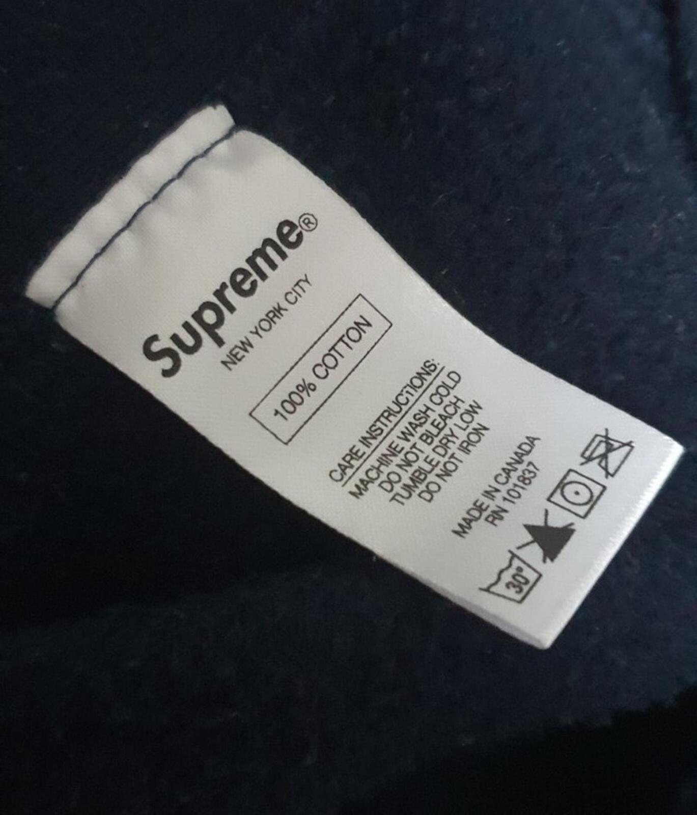 FW16 Supreme Color Blocked Arc Logo Hooded Sweatshirt Navy Size M