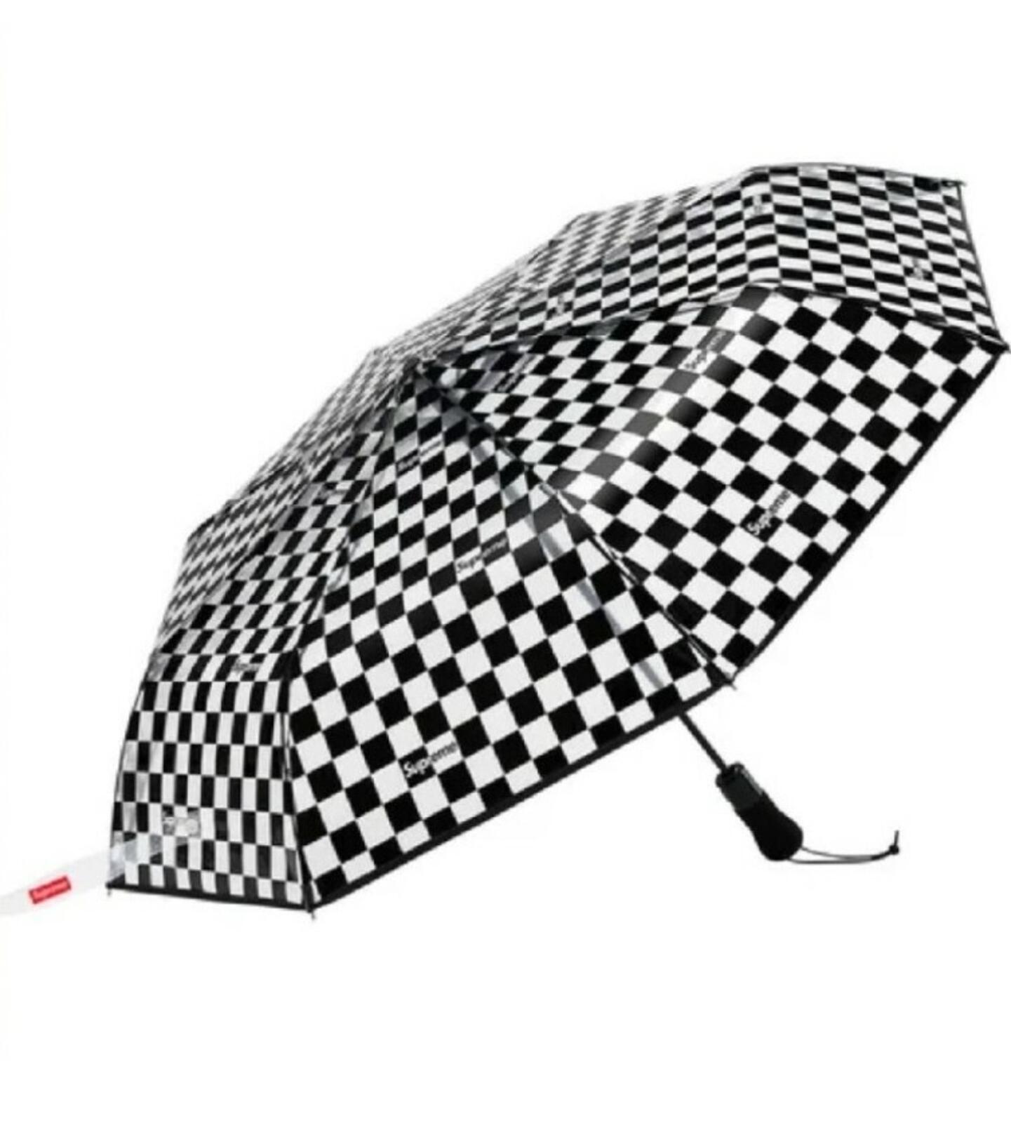 SS20 Supreme ShedRain transparenter Schachbrett-Regenschirm schwarz Neues Accessoire