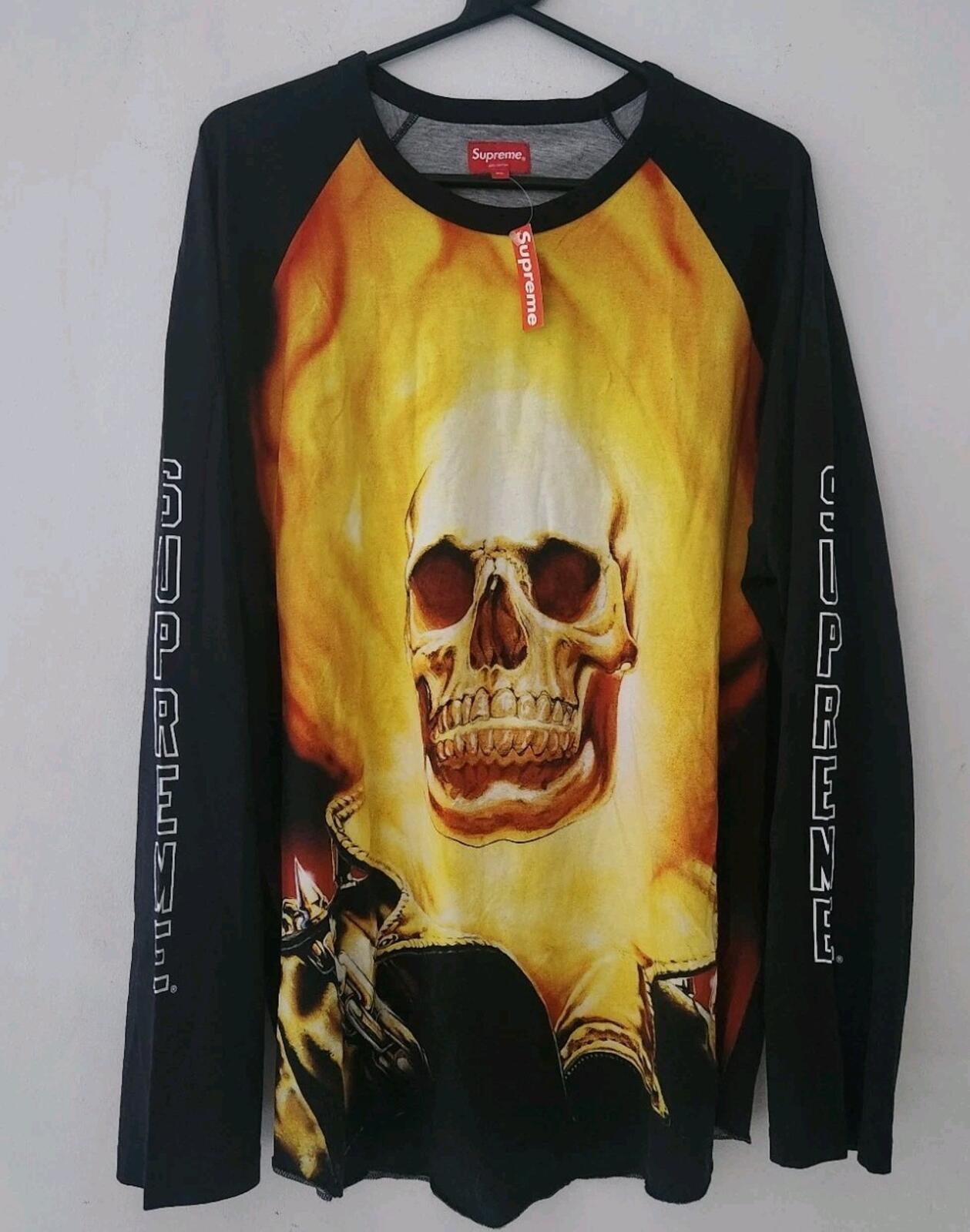 SS19 Supreme Ghost Rider Raglan L/S Top XL Tee Long Sleeve T-shirt Black