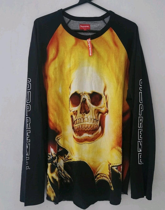 Supreme Ghost Rider Raglan L/S Top XL Camiseta Manga Larga Negra SS19