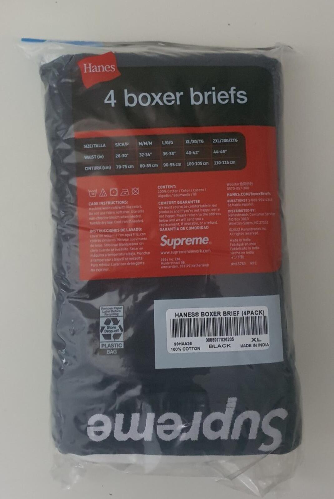 SS24 Supreme Hanes black boxer briefs (4pack) size XL New unopened Underwear