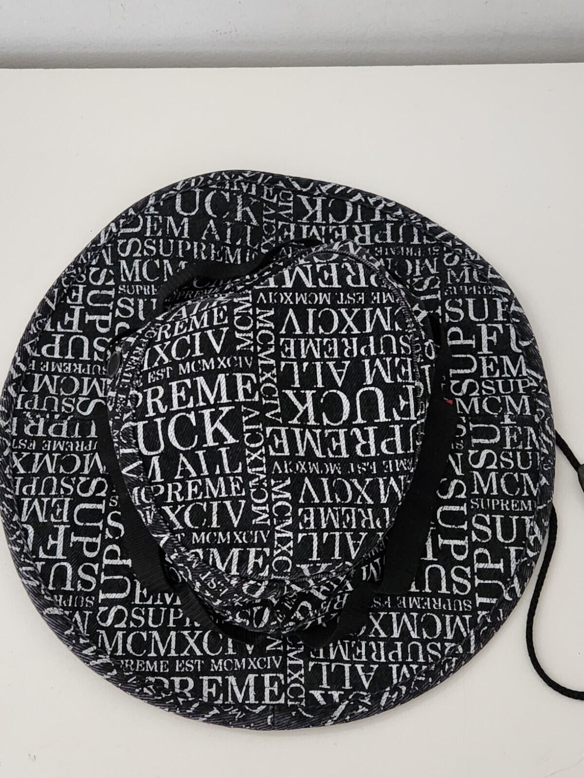 FW15 Supreme F UCK 'EM ALL boonie size S/M black bucket hat small medium Crusher