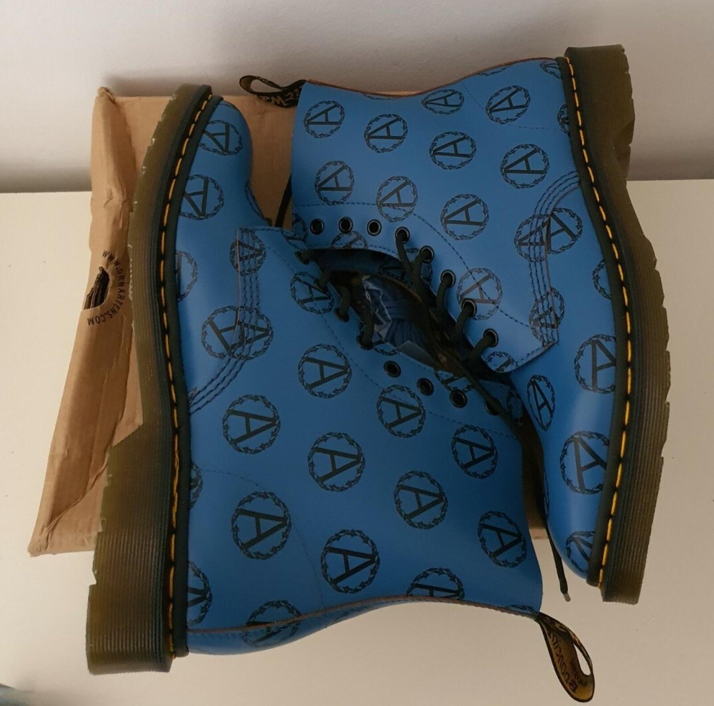 FW16 Supreme Undercover Dr. Martens 8-Eye anarchy blue boots UK 10 EUR 45 US 11
