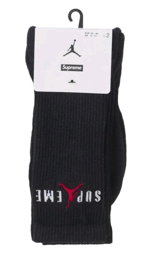 FW24 Calcetines Supreme Jordan (pack de 2) Dri-FIT Algodón negro Talla L UK 8-11 EUR 42-46