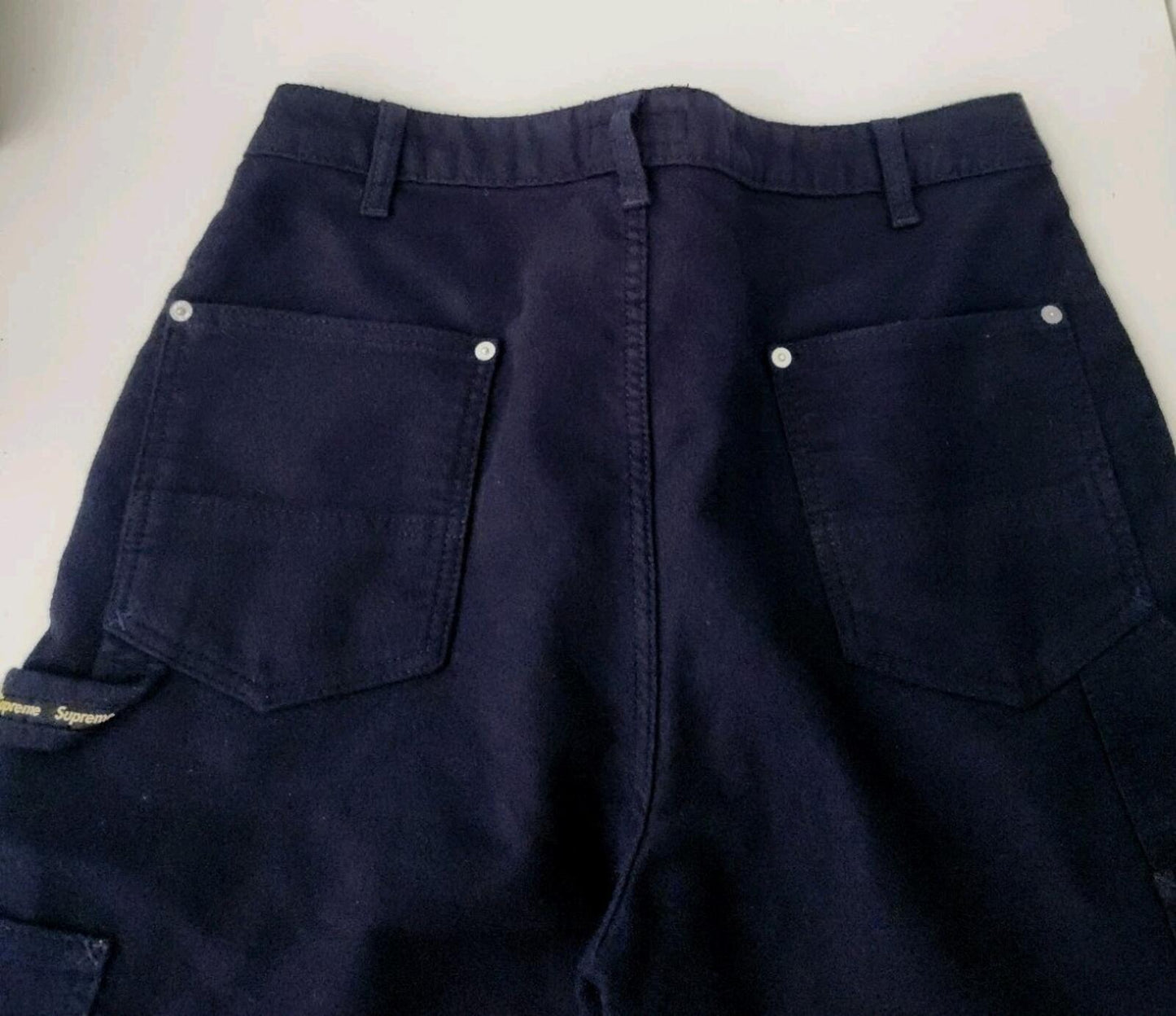 FW22 Supreme Moleskin Double Knee Painter Pant Navy Size M 32 W32 L32