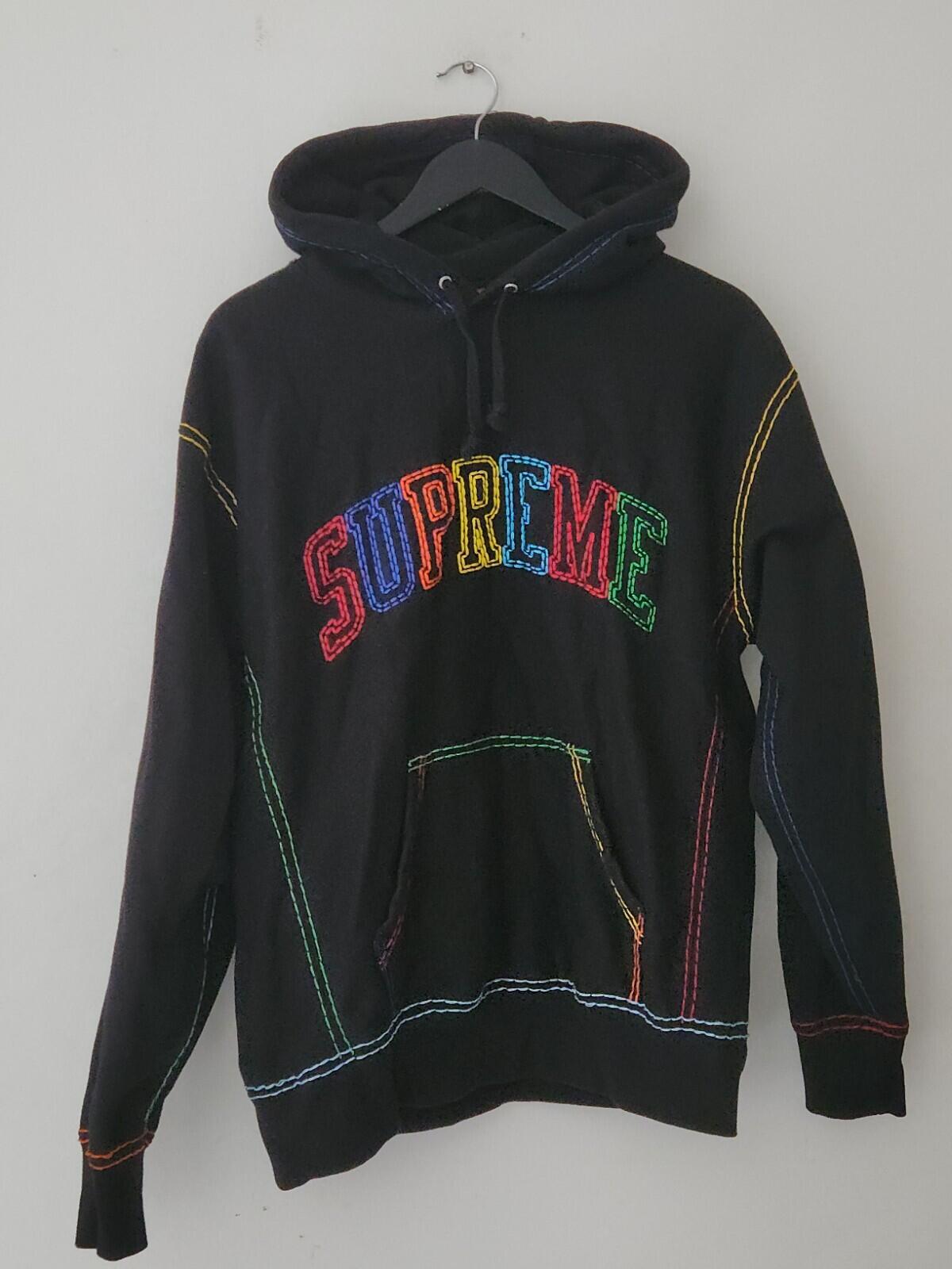FW20 Supreme Big Stitch hooded sweatshirt size M Medium hoodie Black