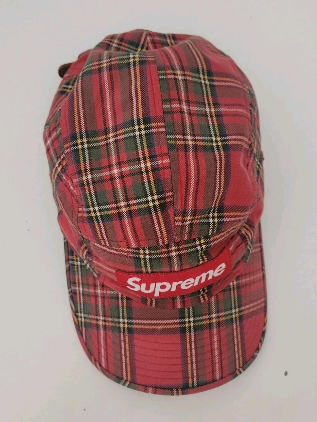 FW20 Supreme Washed Chino Twill Camp Cap Tartan