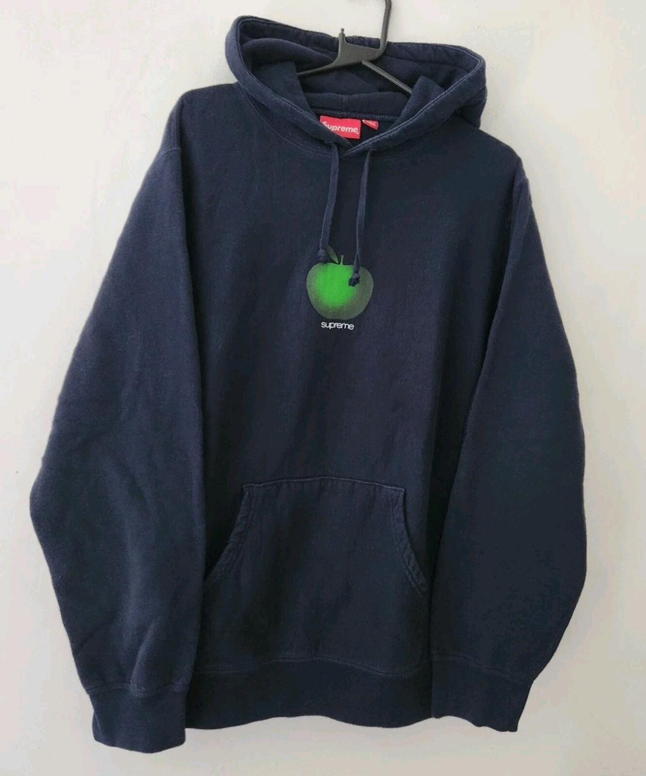SS19 Supreme Apple Hooded Sweatshirt Navy Hoodie Size L Large
