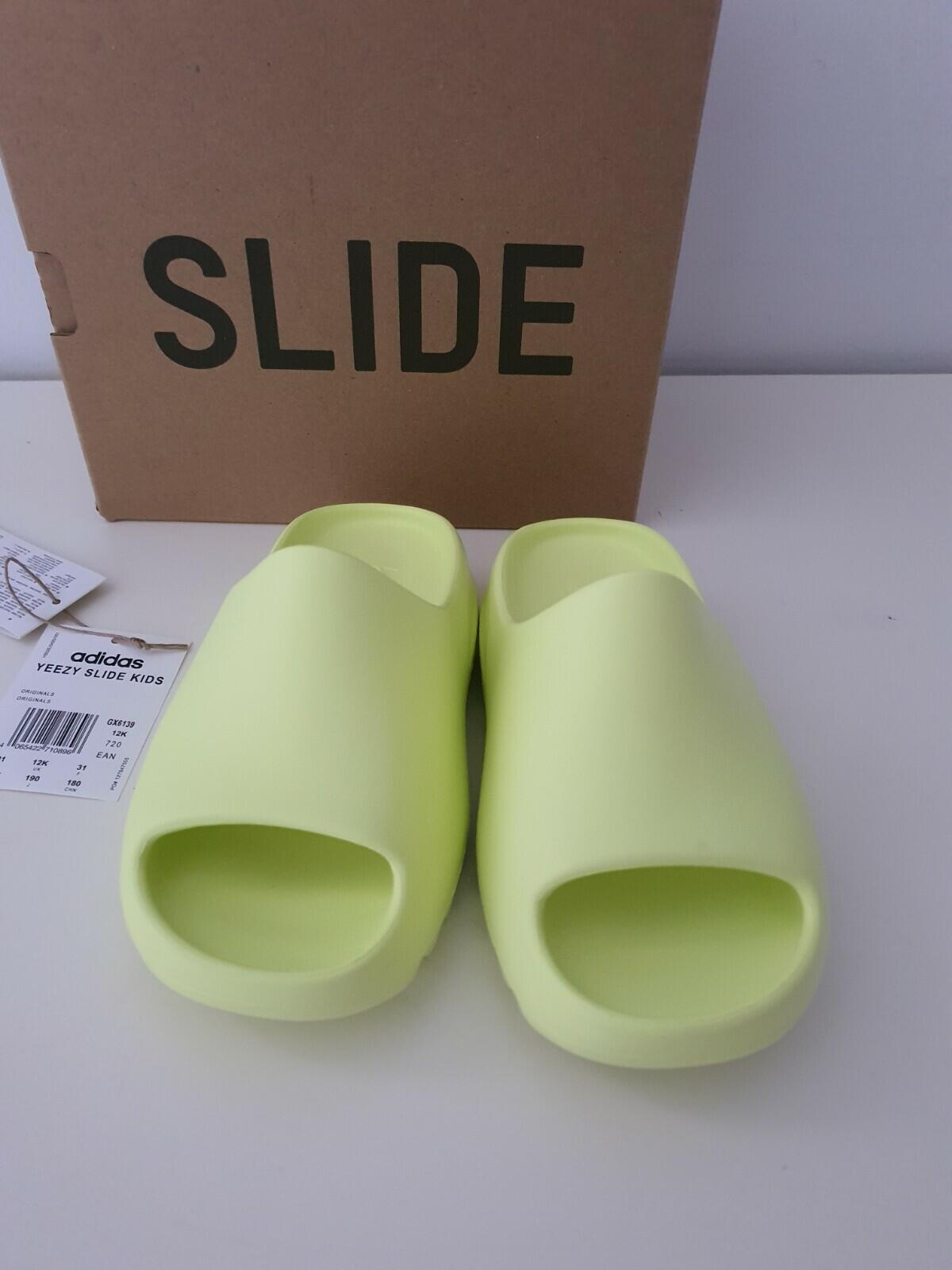 KIDS ADIDAS YEEZY SLIDE US 12K UK 12K EUR 31 neon green KIDS slides Glow Green