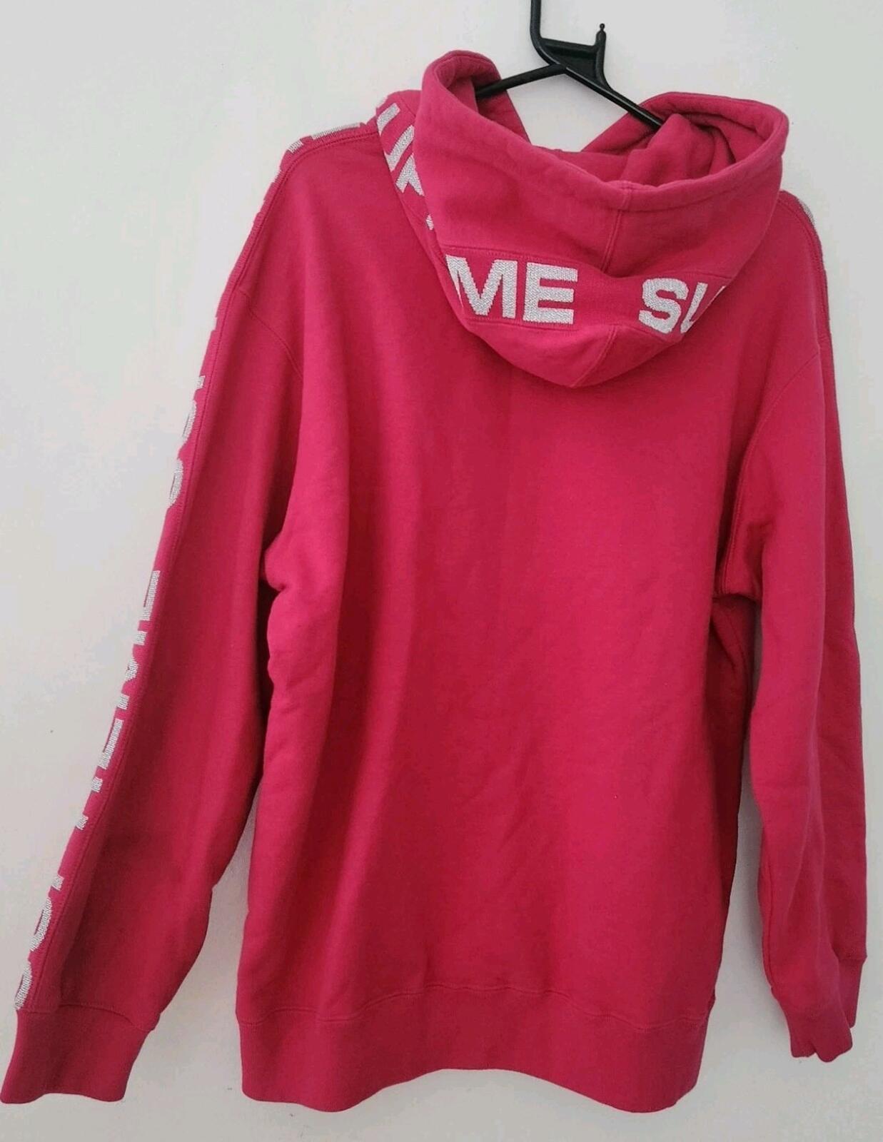 SS20 Supreme Metallic Rib hooded sweatshirt Fuschia hoodie L Large Pink Pullover