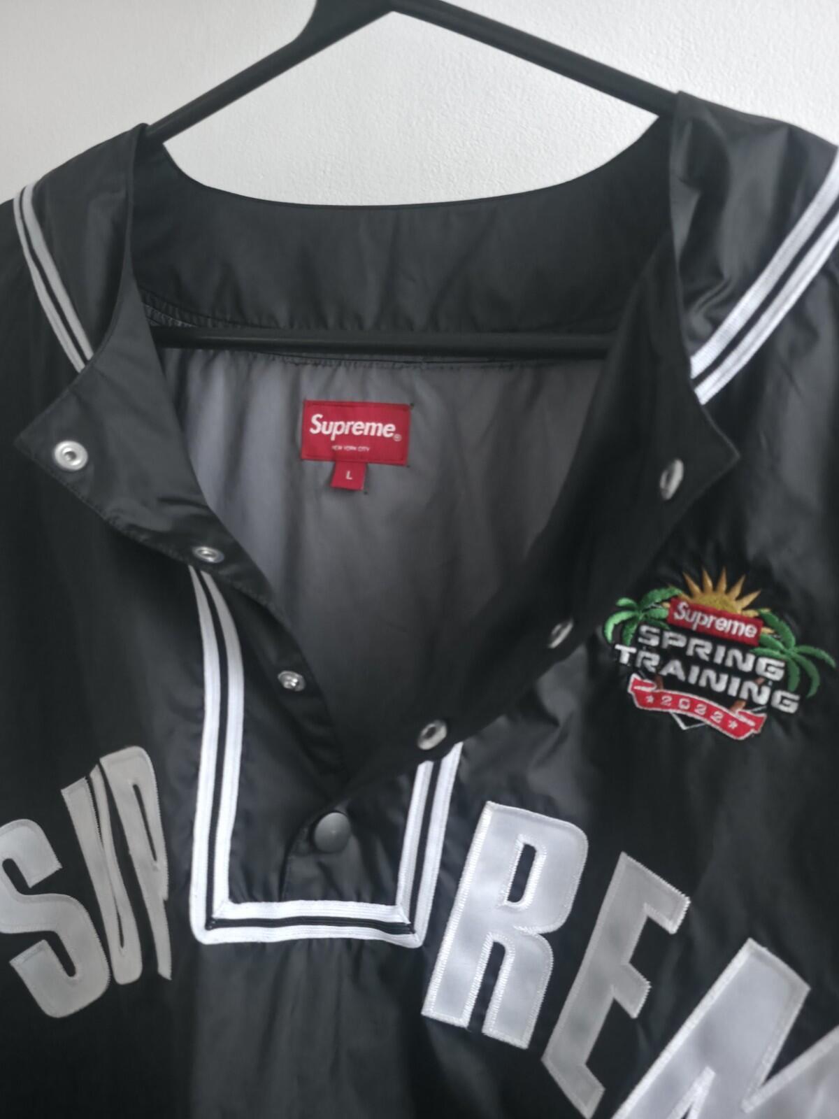SS22 Supreme Snap-Off Sleeve L/S Baseball-Oberteil Schwarz Größe L Wasserabweisend