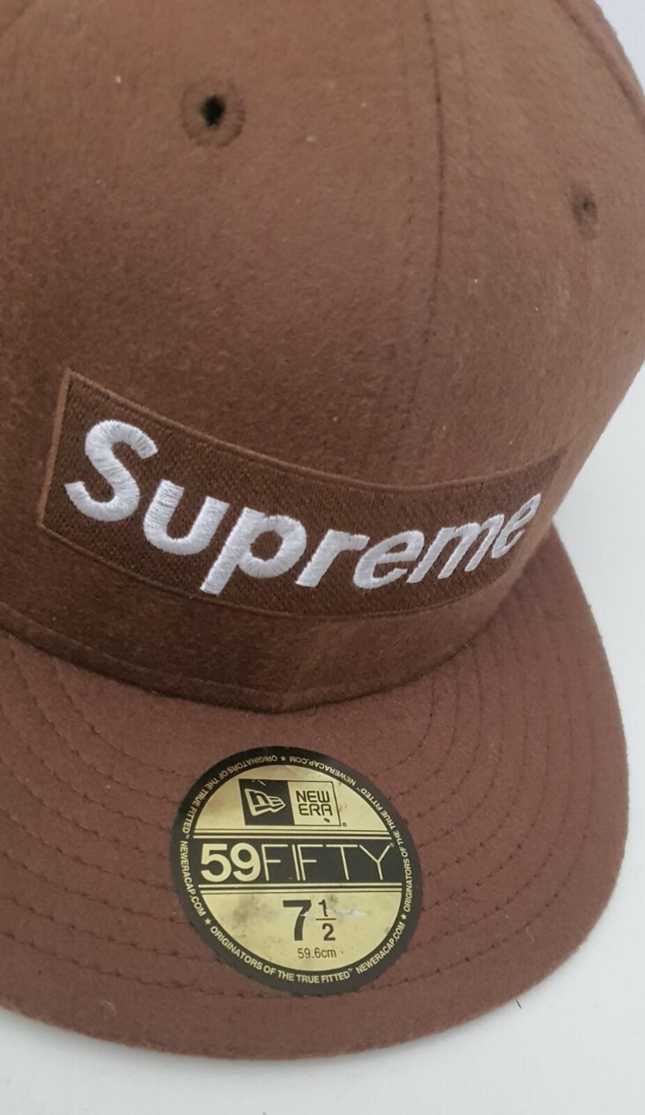 FW11 Supreme Loro Piana Box Logo New Era Hat Wool Brown Size 7 1/2