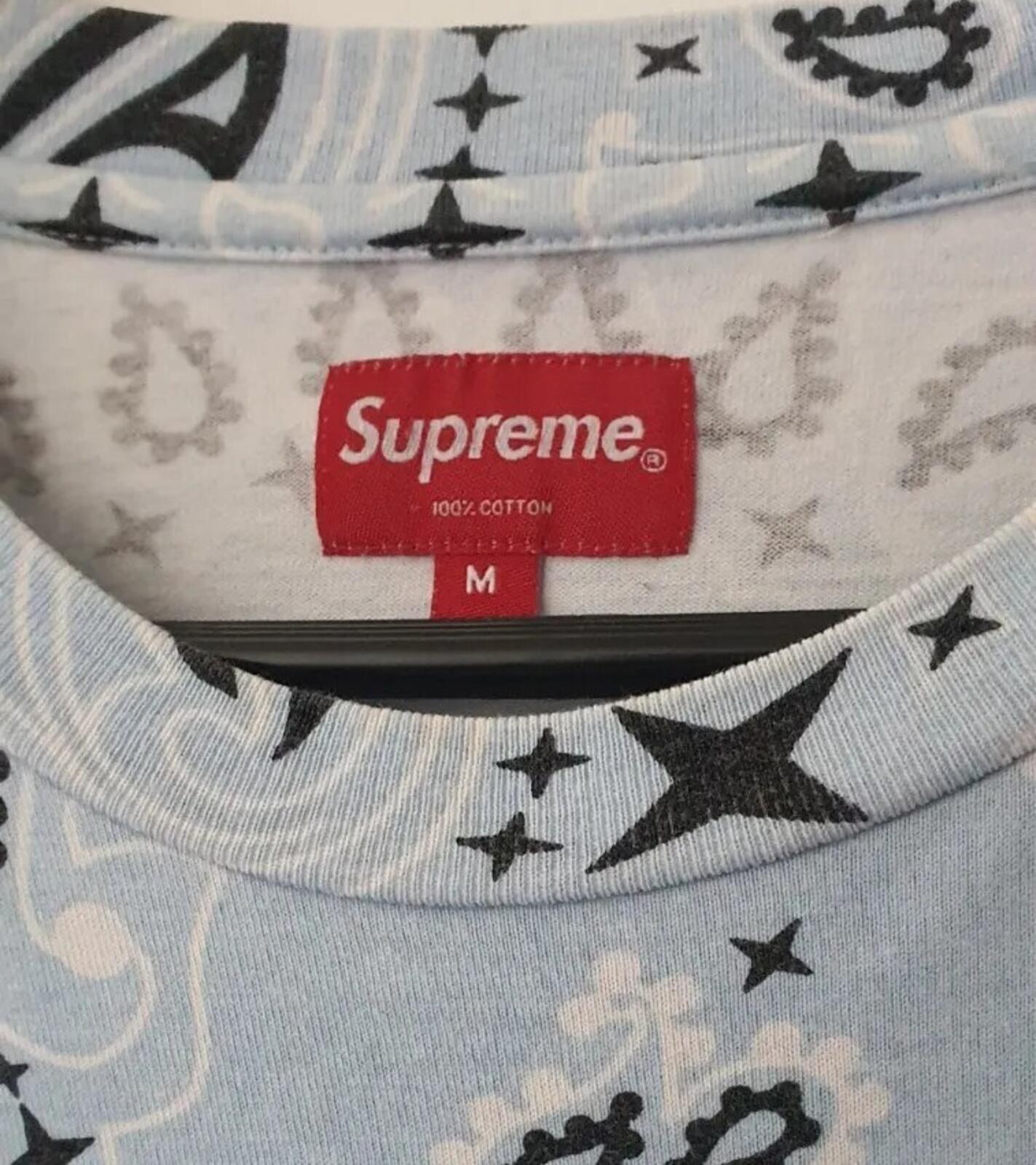 SS21 Supreme Small Box Logo Tee Light Blue Bandana Size M