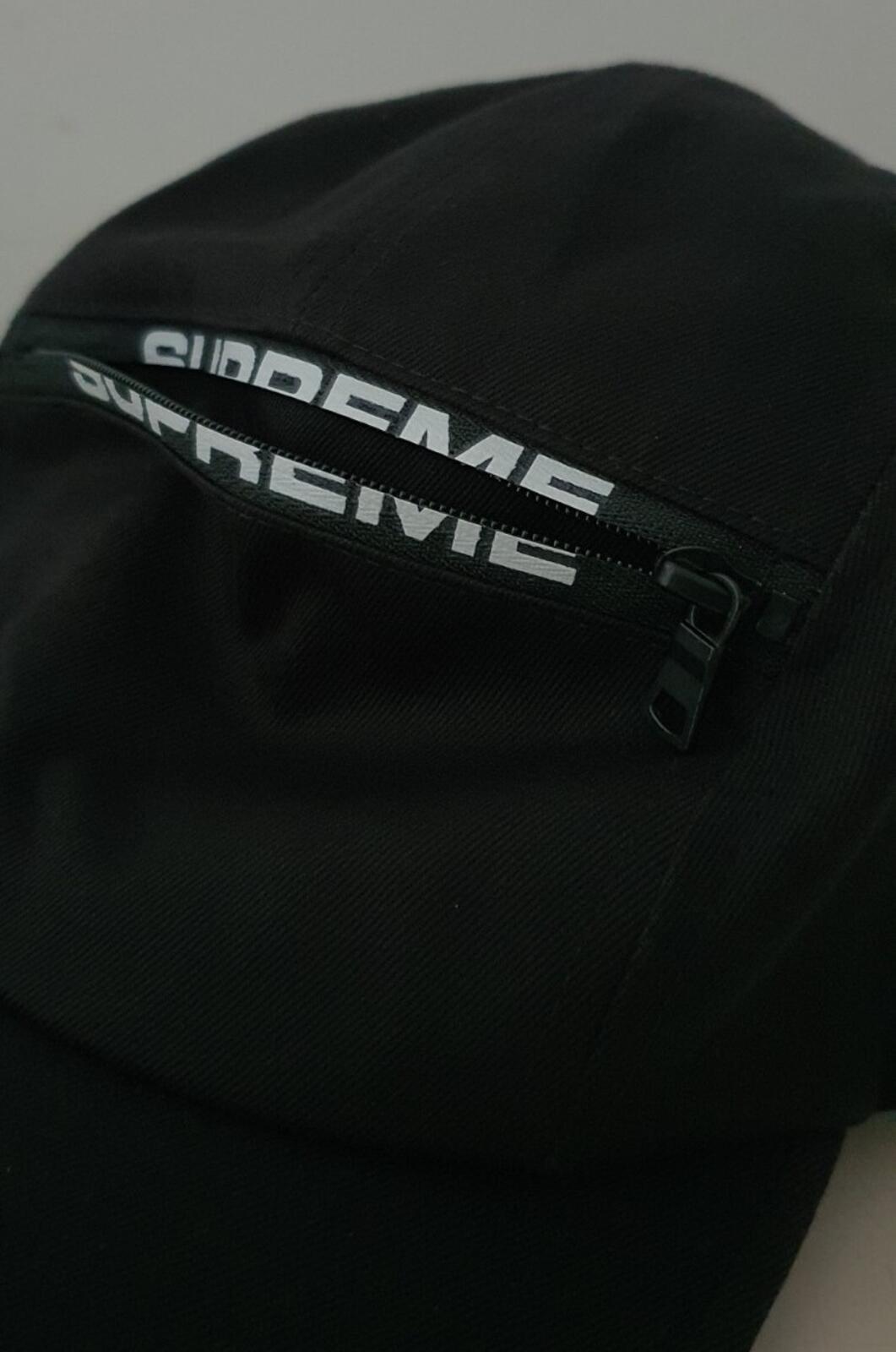 FW21 Supreme Top Zip camp cap black hat Zip Pocket