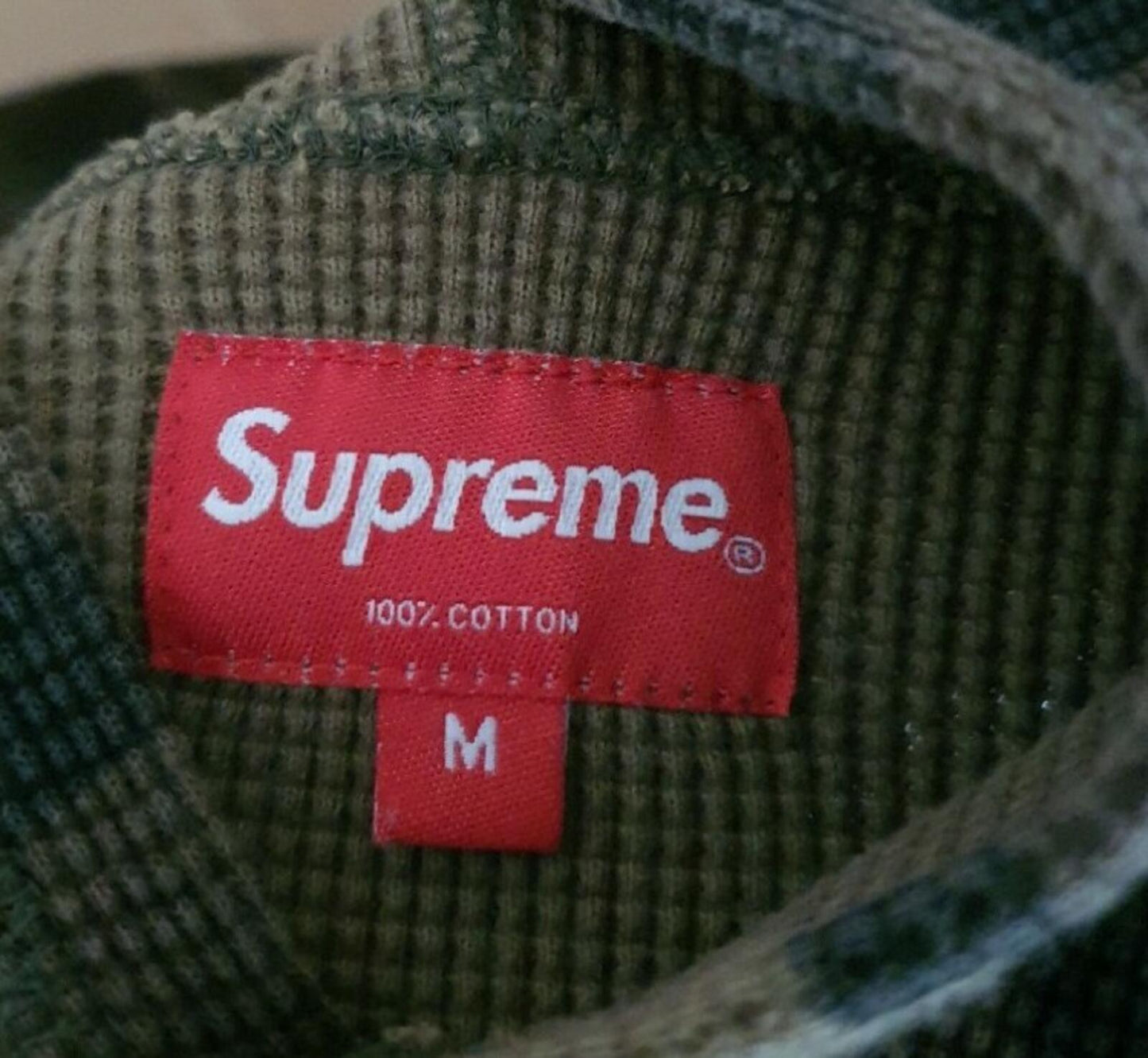 FW16 Supreme woodland camo hooded thermal waffle size M hoodie medium