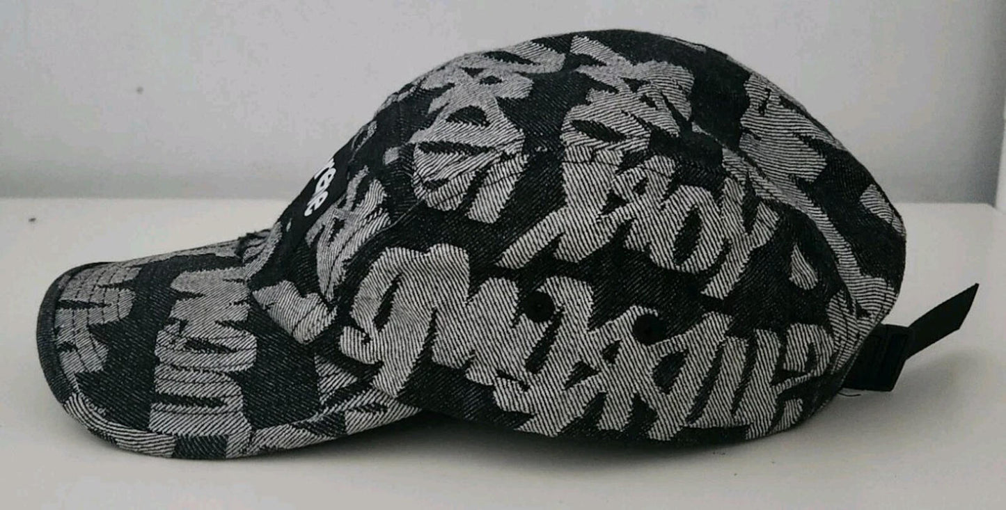 SS22 Supreme Fat Tip Jacquard Denim Camp Cap Black hat