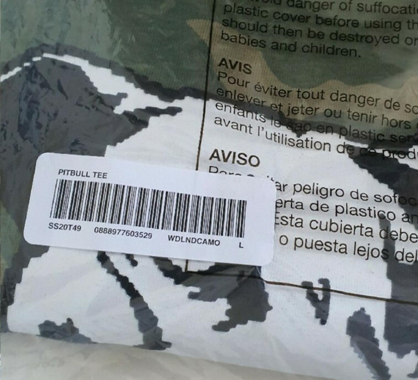 SS20 Supreme Pitbull Tee Woodland Camo Size L
