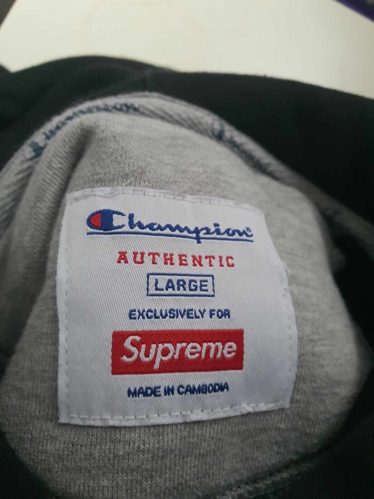 SS15 SUPREME x Champion sudadera con capucha negra talla L grande / M mediana Rara