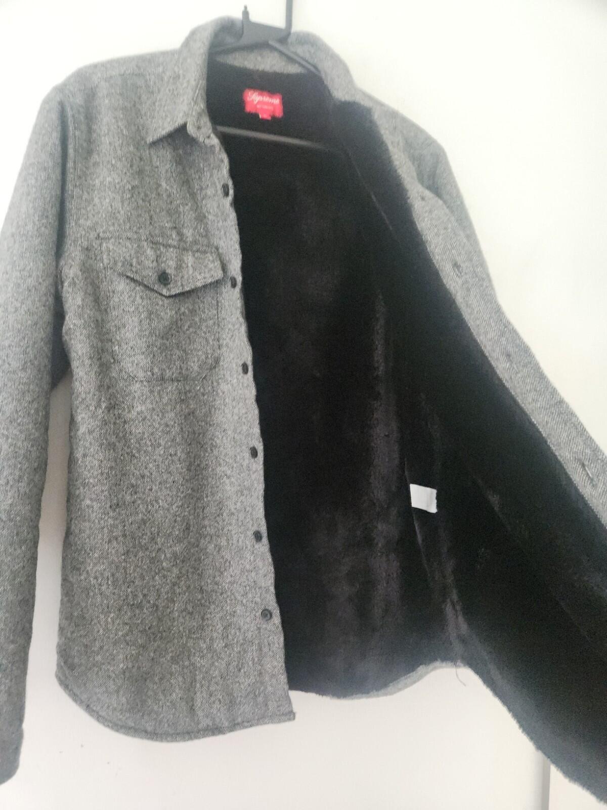 FW12 Supreme Pile Lined Shirt Grey Wool Size M