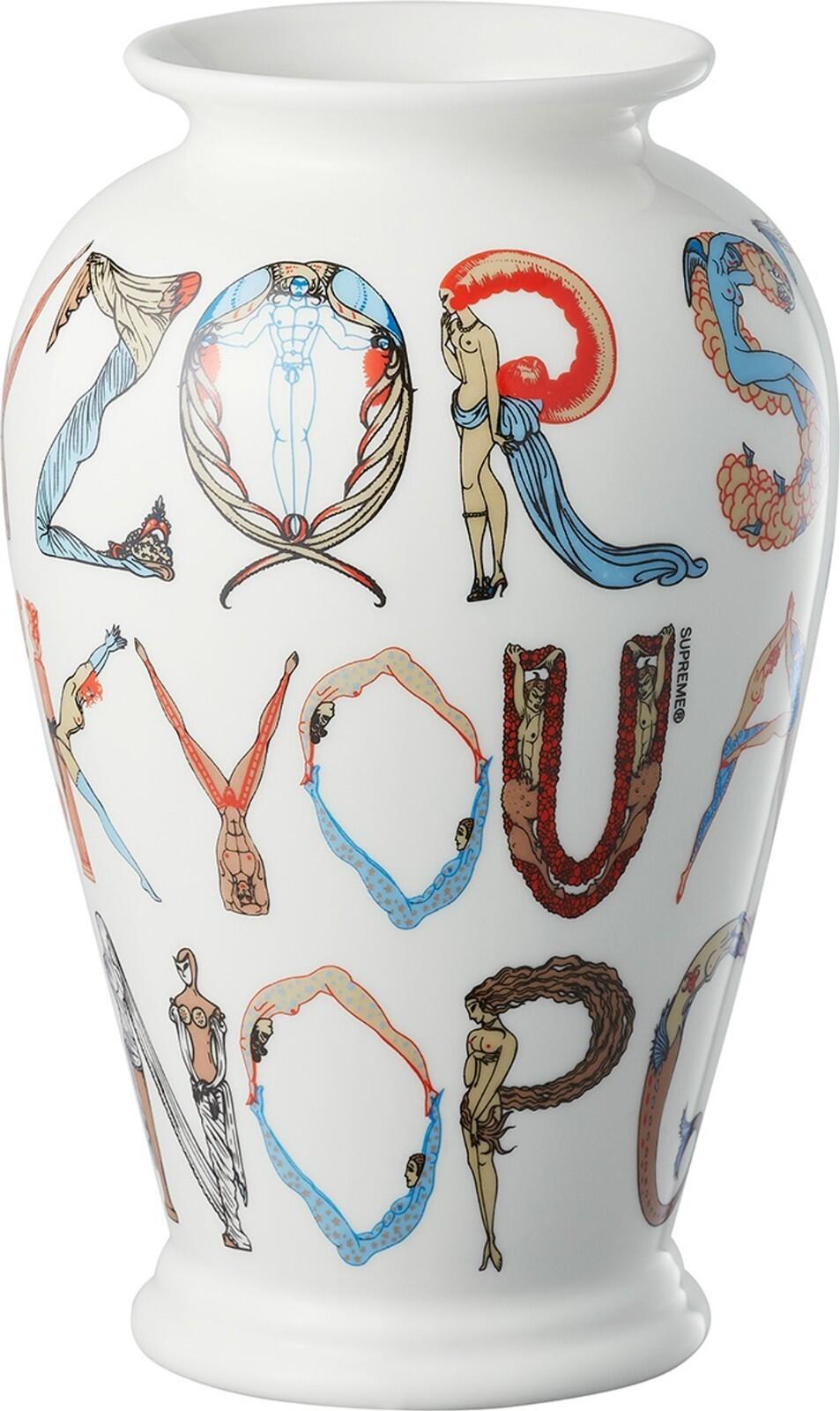 SS18 Supreme Alphabet Ceramic Vase White Artwork by Erte. ©Sevenarts, Ltd.
