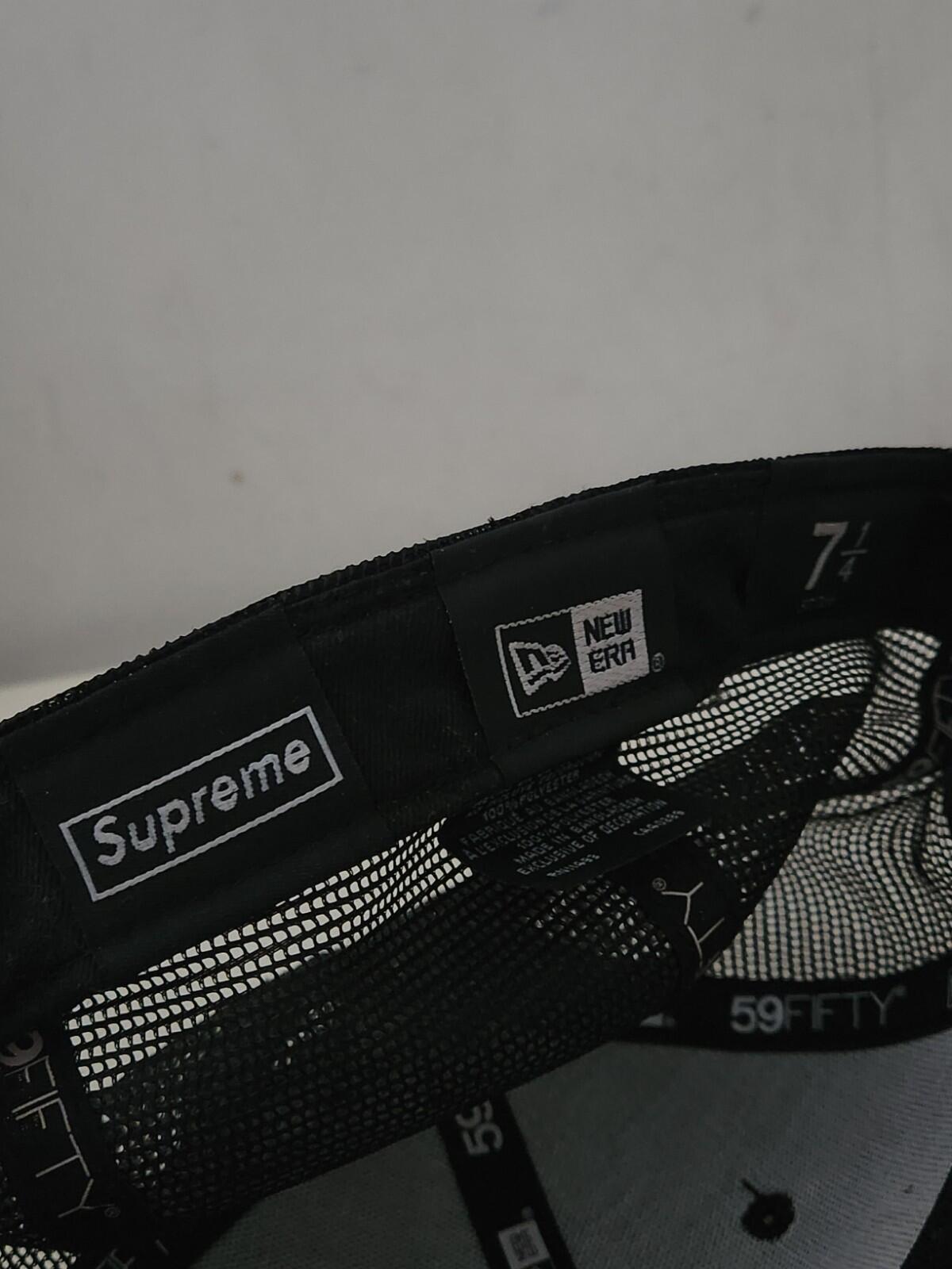 SS23 Supreme Box Logo Mesh Back New Era Hat size 7 1/4 black cap snapback